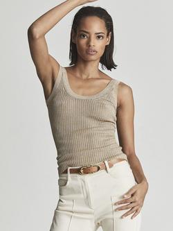 Reiss Imogen Metallic Sleeveless Top, Gold