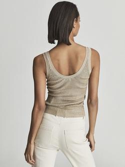 Reiss Imogen Metallic Sleeveless Top - view 2, Gold