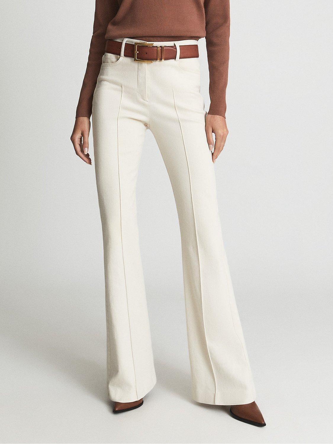 Reiss Florence Flared Trousers, Cream