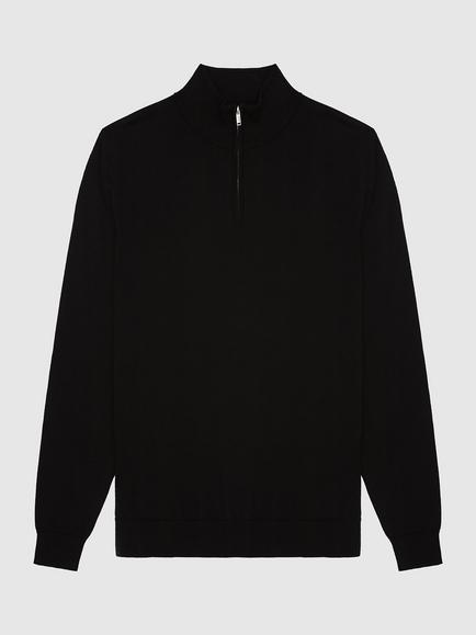 Reiss Blackhall Funnel Neck Merino Wool Jumper, Black