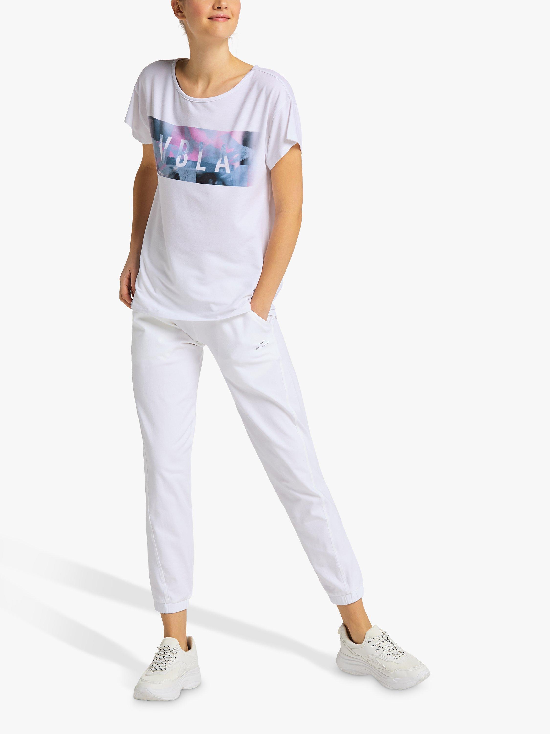 Venice Beach Tiana Short Sleeve Gym Top, White/Multi, XS