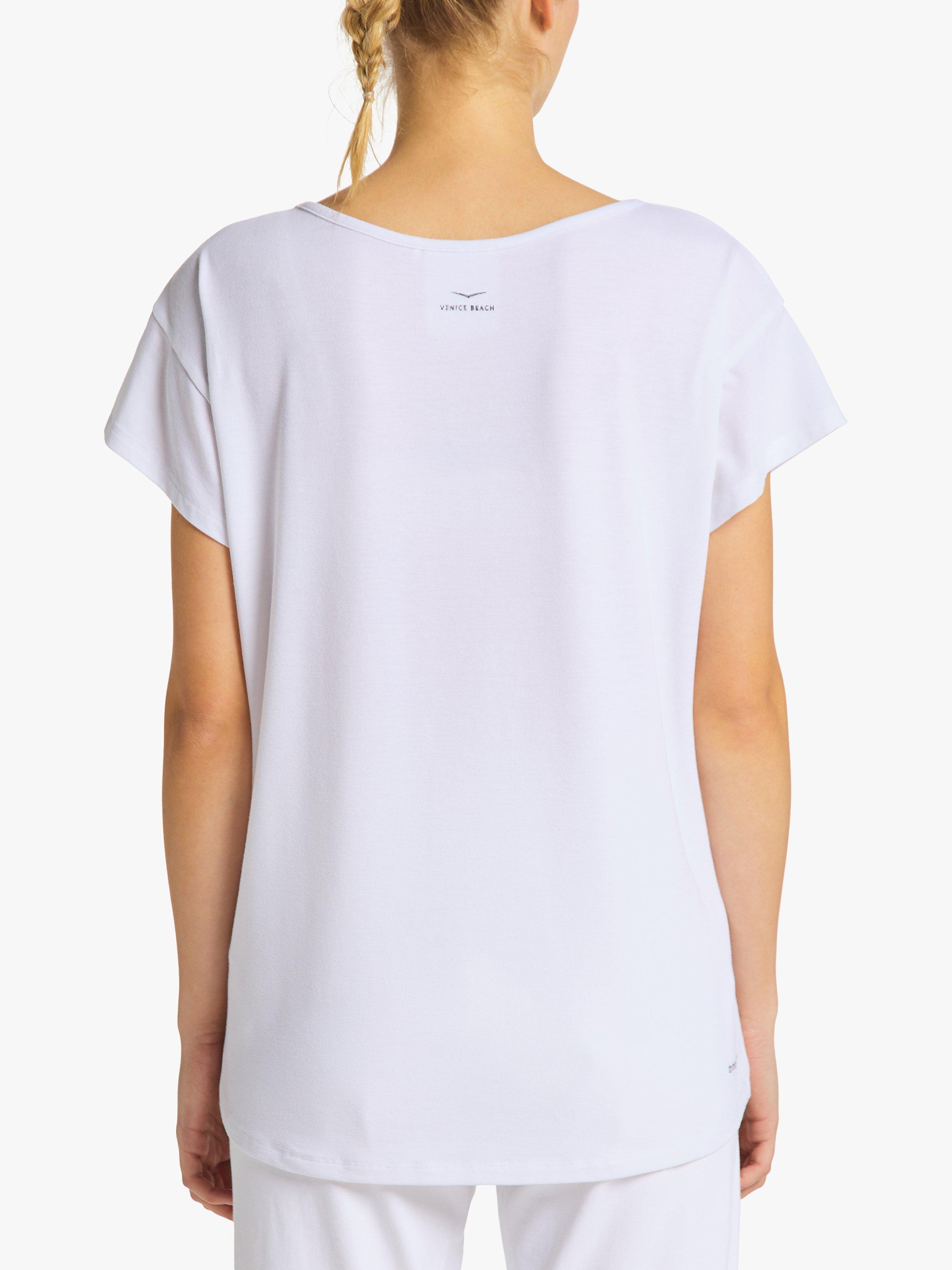 Venice Beach Tiana Short Sleeve Gym Top, White/Multi, XS
