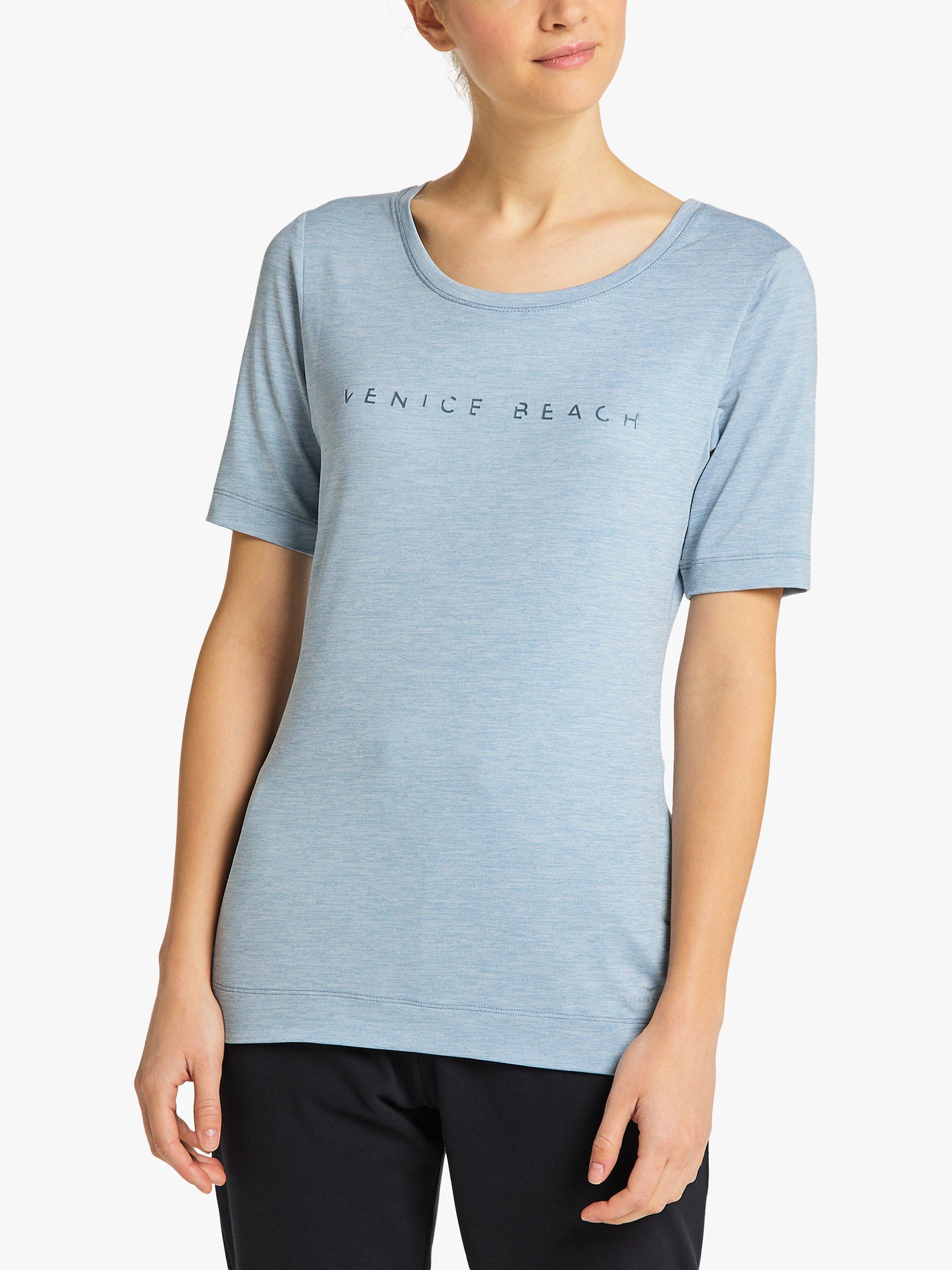Venice Beach Peach Short Sleeve Gym Top, Dusty Blue, XL