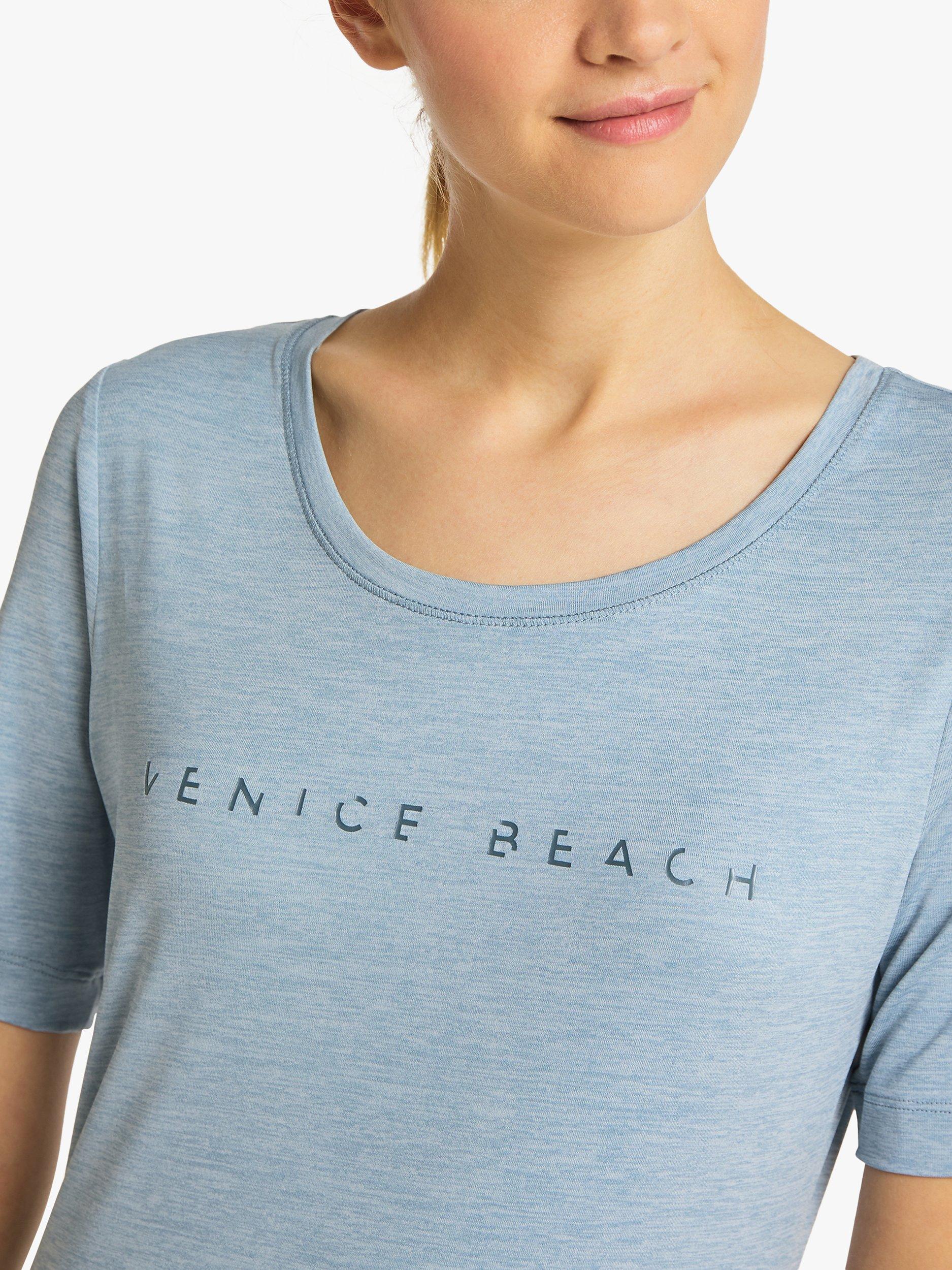 Venice Beach Peach Short Sleeve Gym Top, Dusty Blue, XL