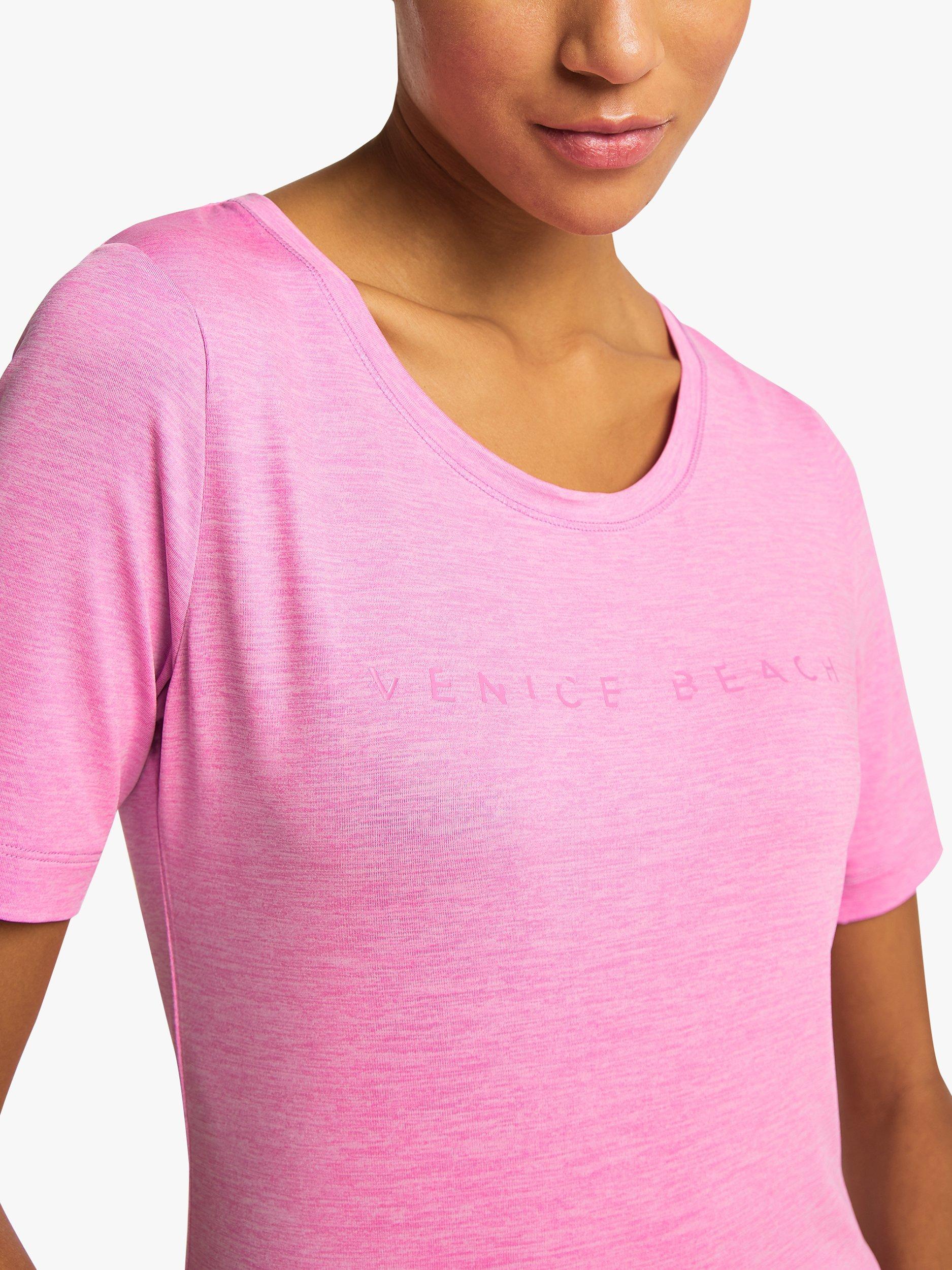 Product image 4 of 6, which shows Venice Beach Peach Short Sleeve Gym Top, Rapture Rose, S
