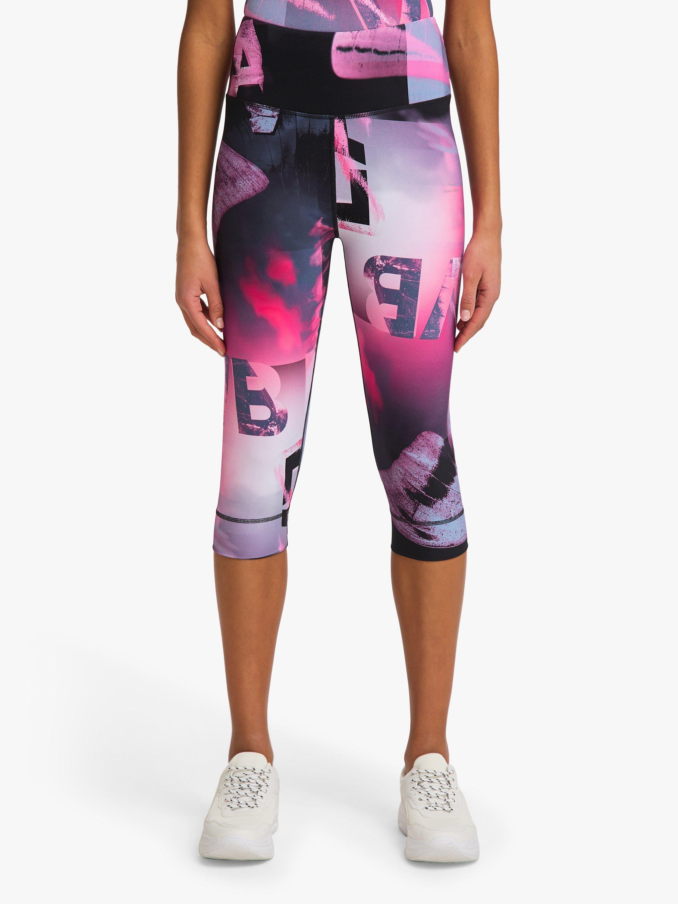 Venice Beach Prudence 3/4 Gym Leggings, Virtual Patchwork, XS