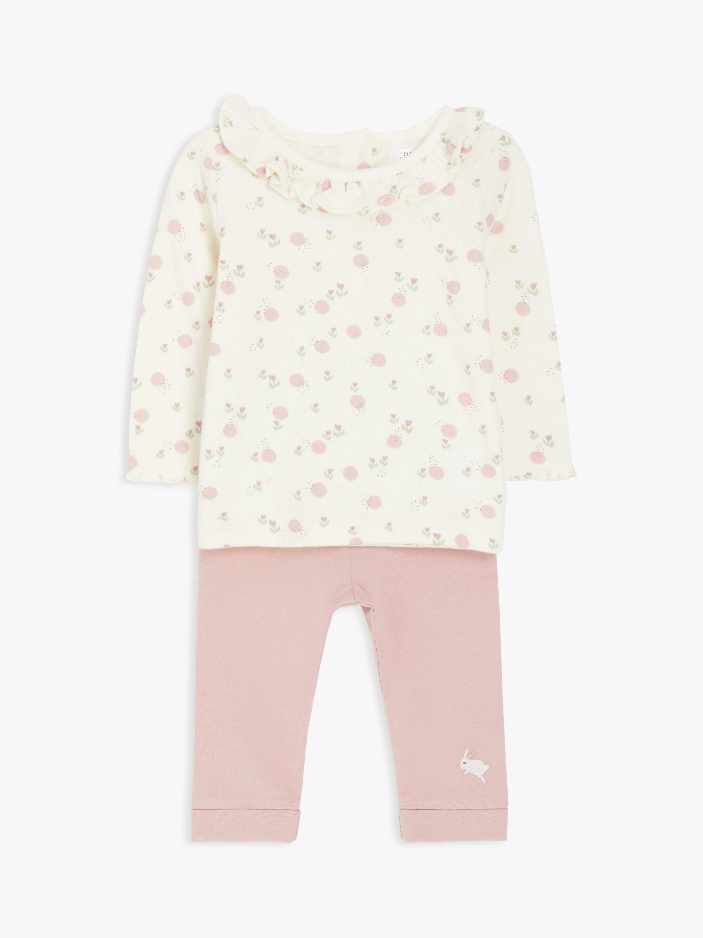 John Lewis Baby Floral Top & Leggings Set, Pink/Multi