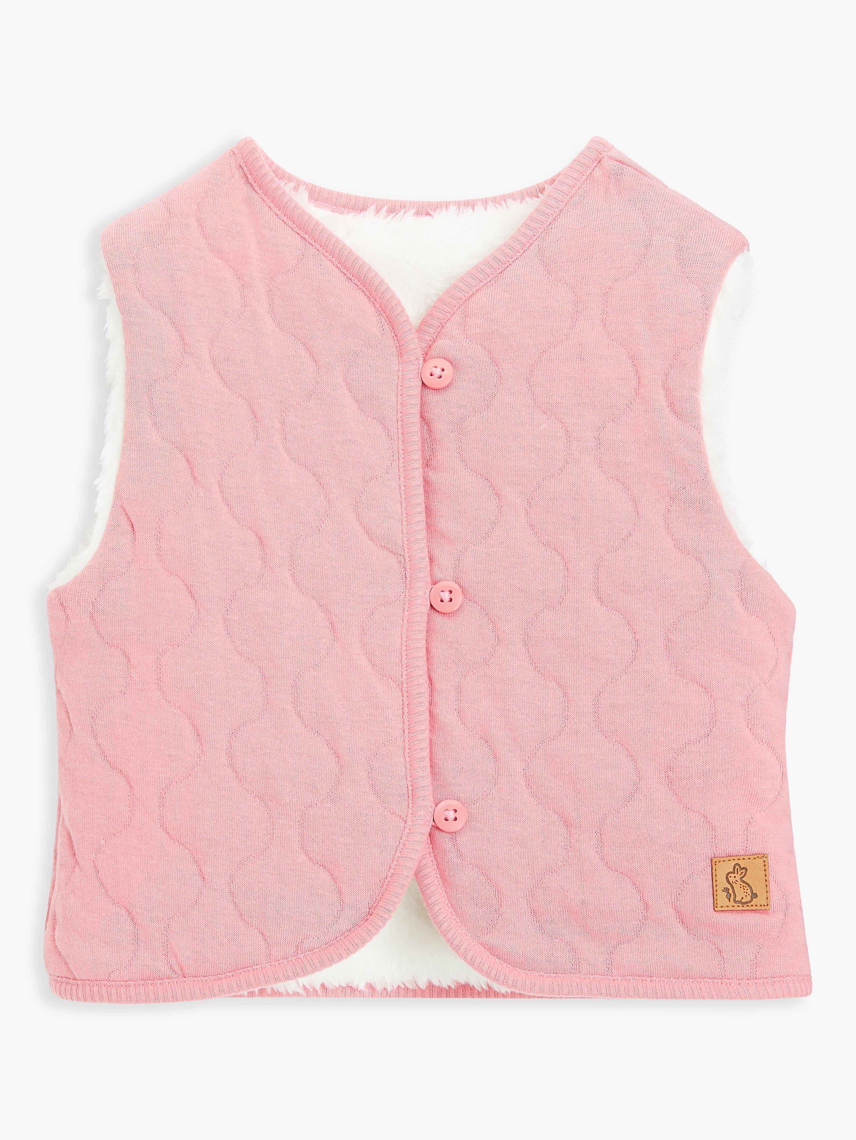 John Lewis Baby Quilt & Borg Faux-Fur Reversible Gilet, Pink
