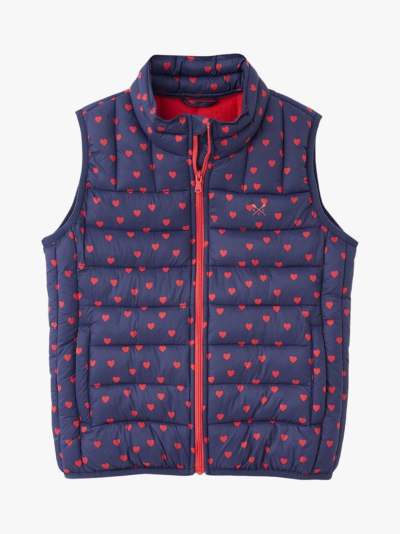 Crew Clothing Kids' Heart Lightweight Zipped Gilet, Dark Blue