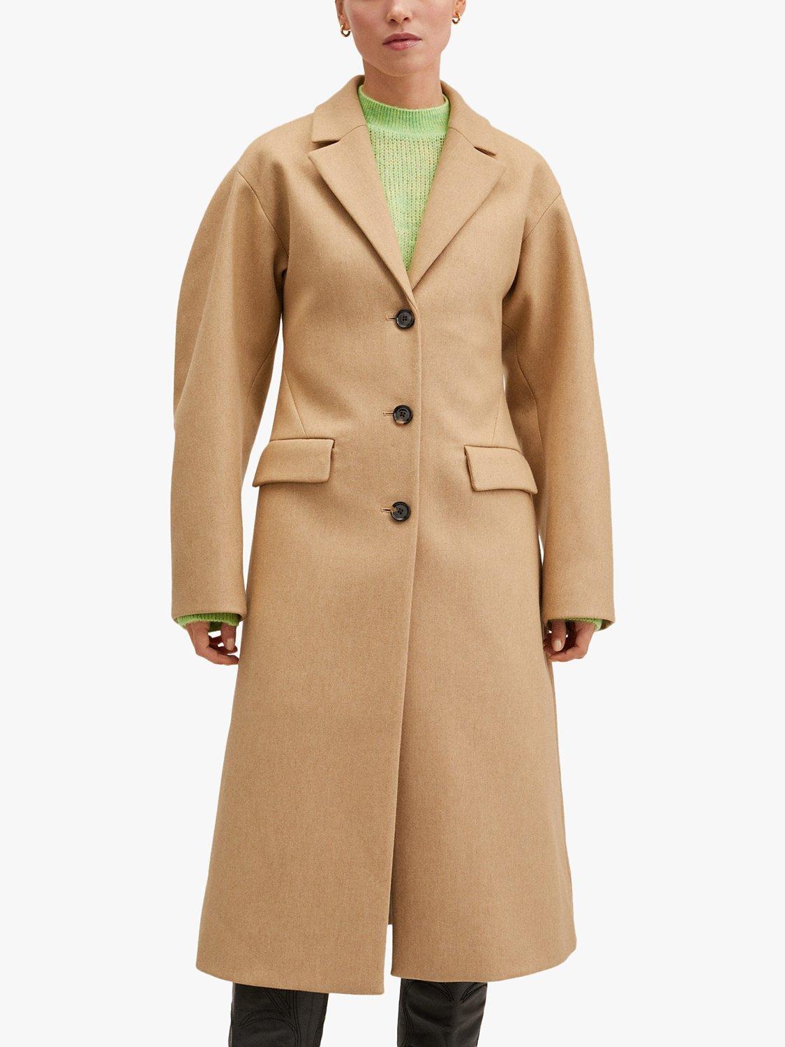 Mango Chita Wool Blend Coat, Beige