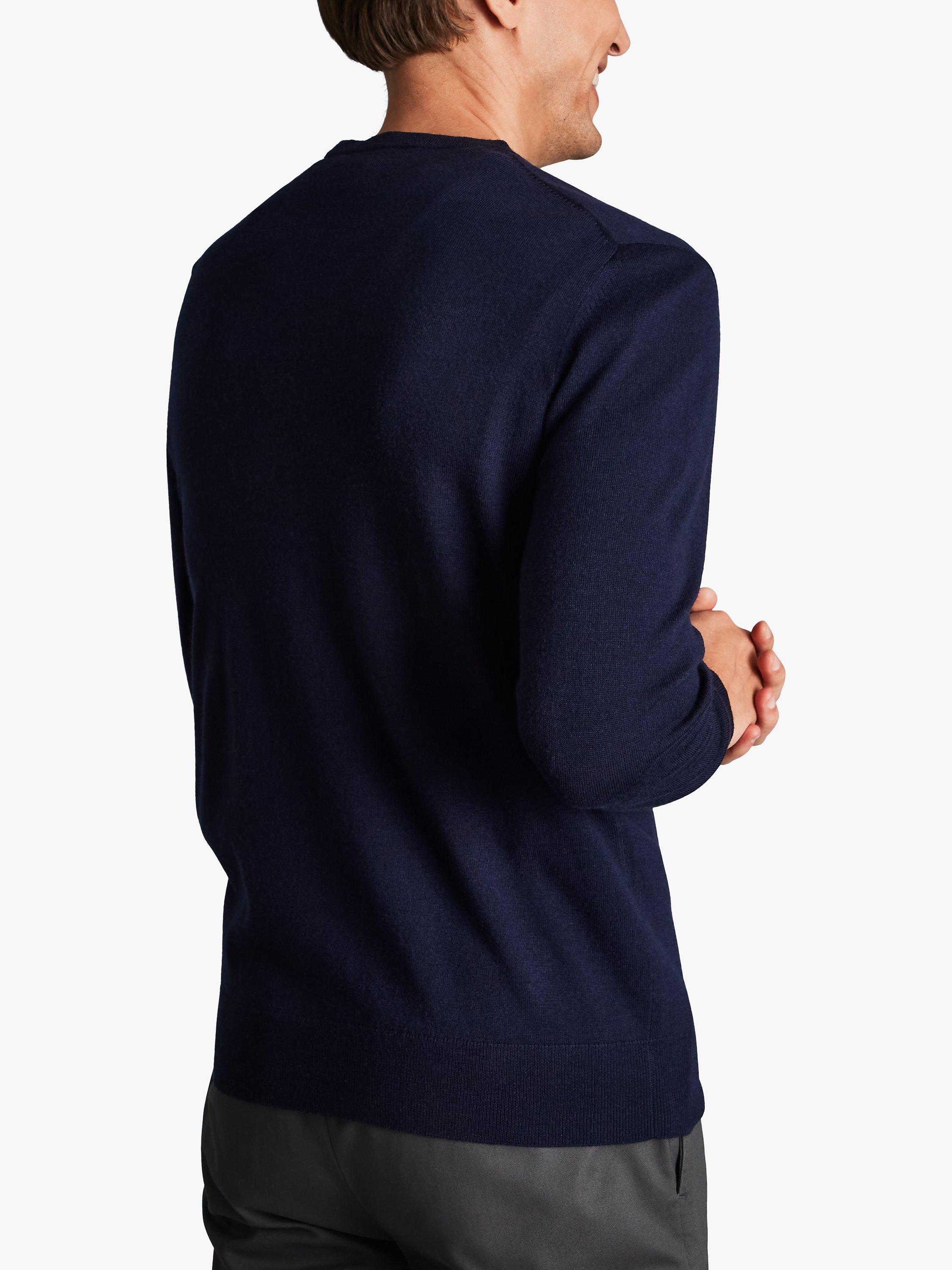 Product image 2 of 6, which shows Charles Tyrwhitt Merino Wool Crew Neck Jumper, Navy, XS