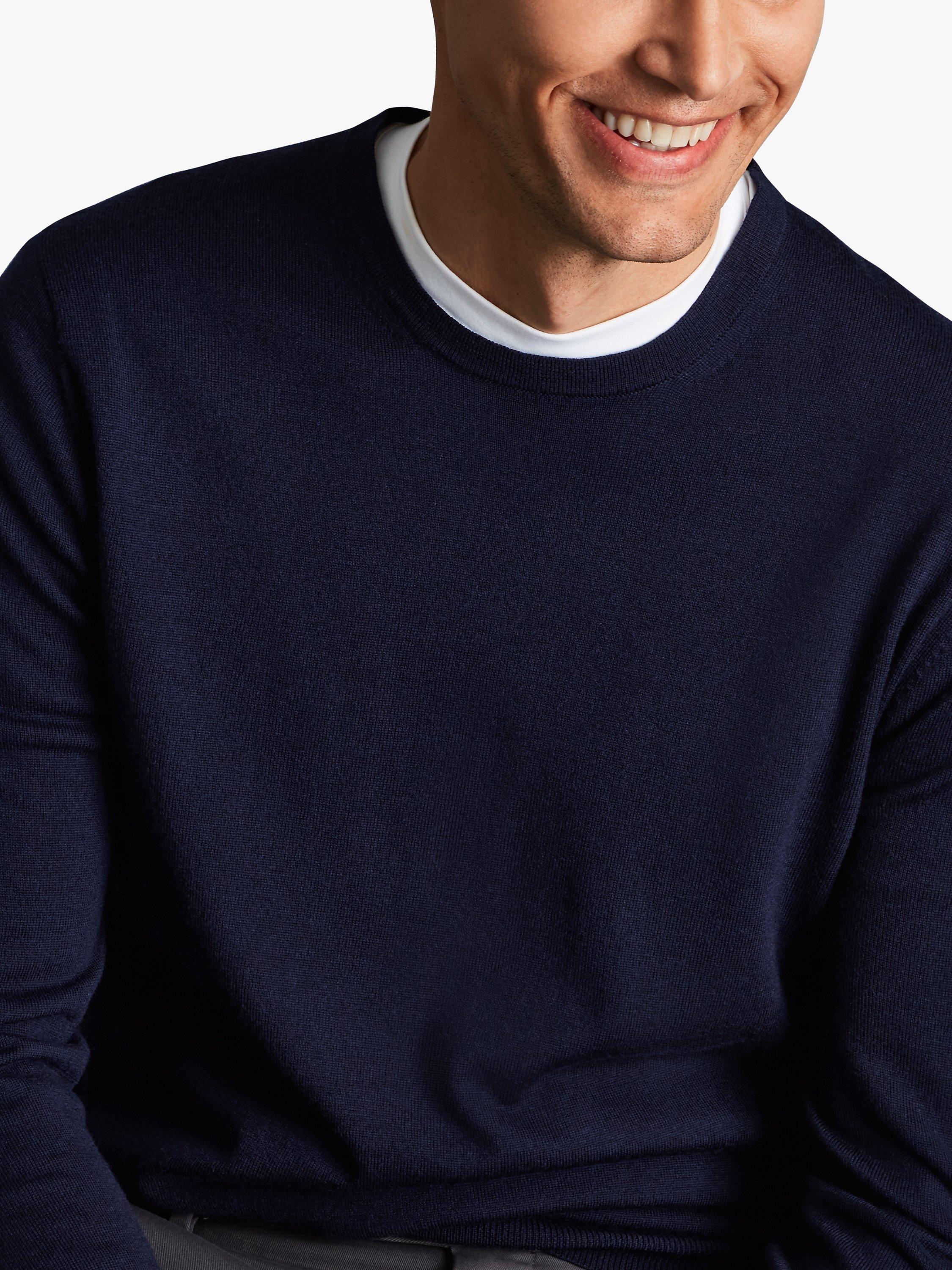 Product image 4 of 6, which shows Charles Tyrwhitt Merino Wool Crew Neck Jumper, Navy, XS