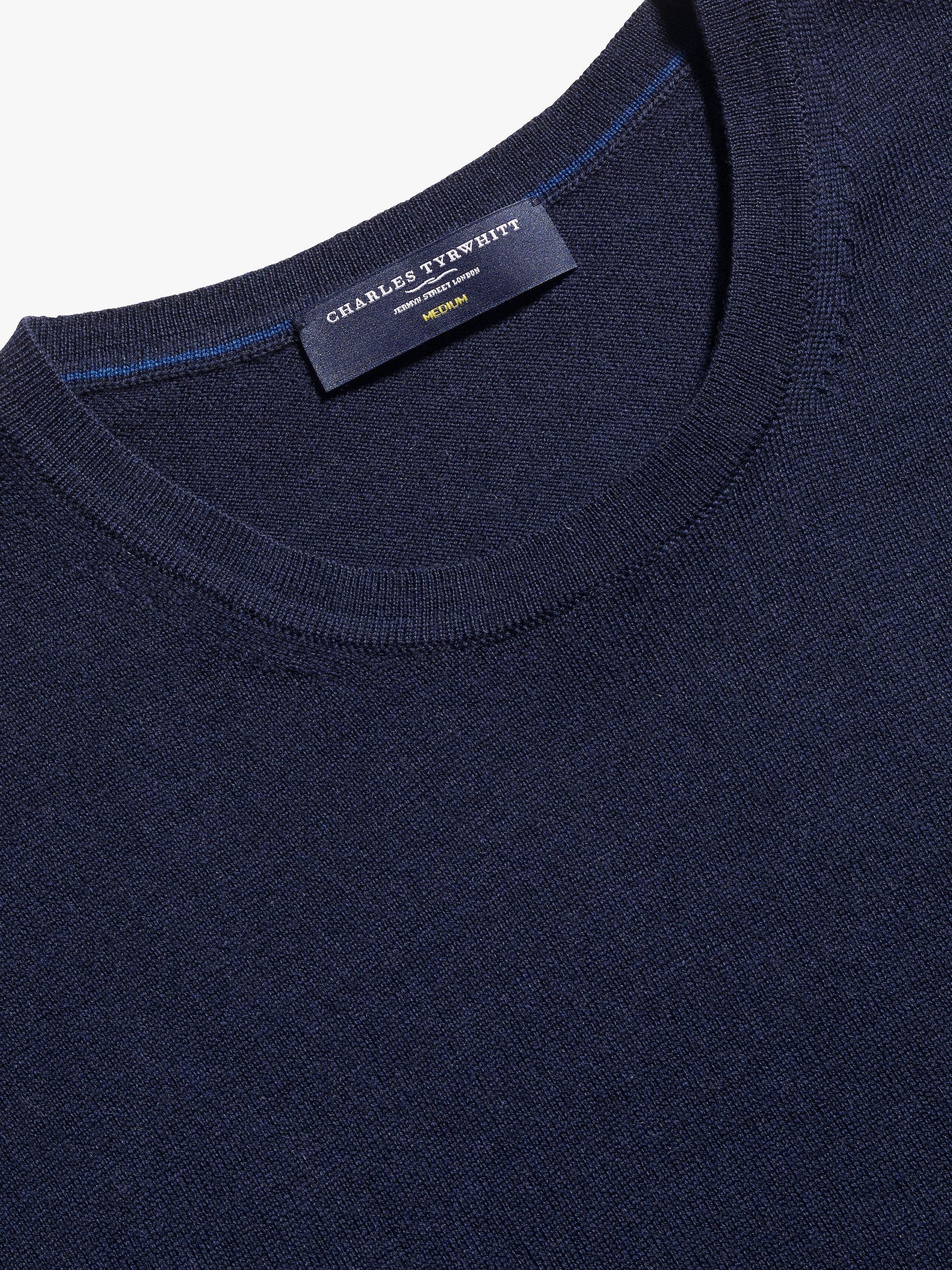 Product image 5 of 6, which shows Charles Tyrwhitt Merino Wool Crew Neck Jumper, Navy, XS