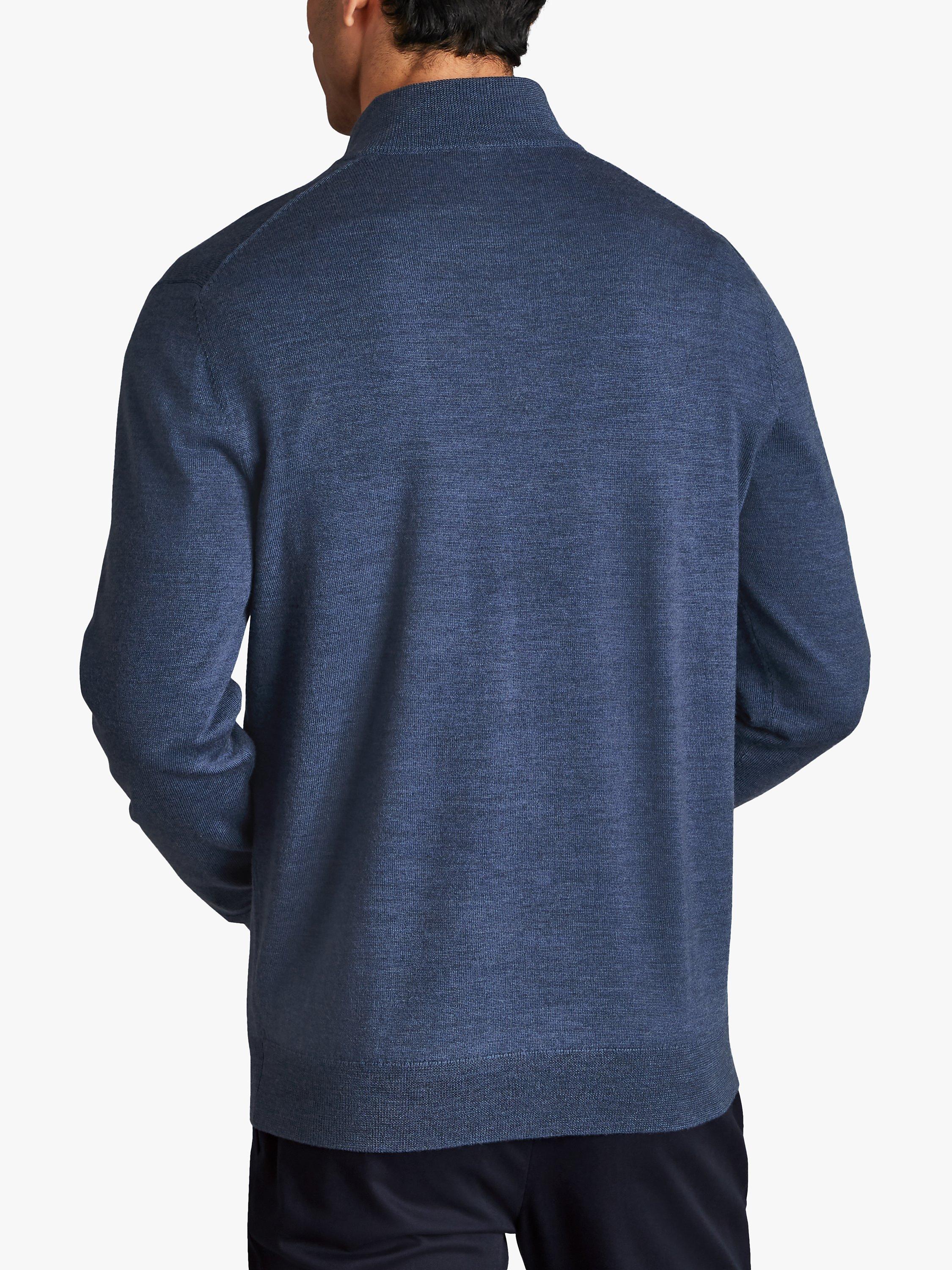 Product image 2 of 6, which shows Charles Tyrwhitt Merino Wool Zip Neck Jumper, Indigo Blue, M