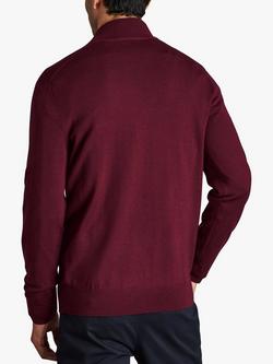 Charles Tyrwhitt Merino Wool Zip Neck Jumper - view 2, Burgundy