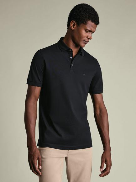Charles Tyrwhitt Short Sleeve Pique Polo Shirt, Black