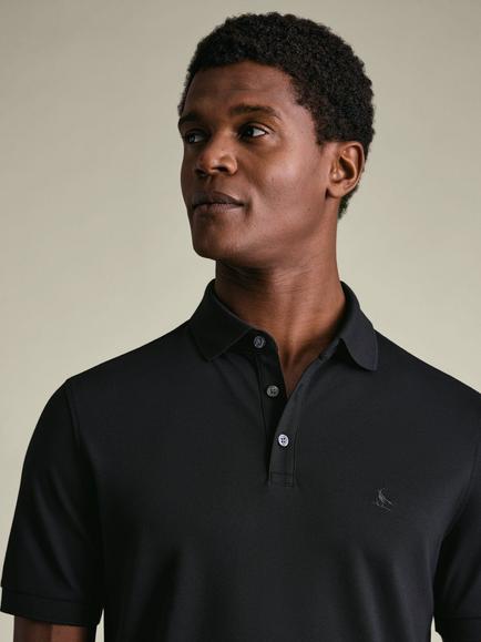 Charles Tyrwhitt Short Sleeve Pique Polo Shirt - view 2, Black