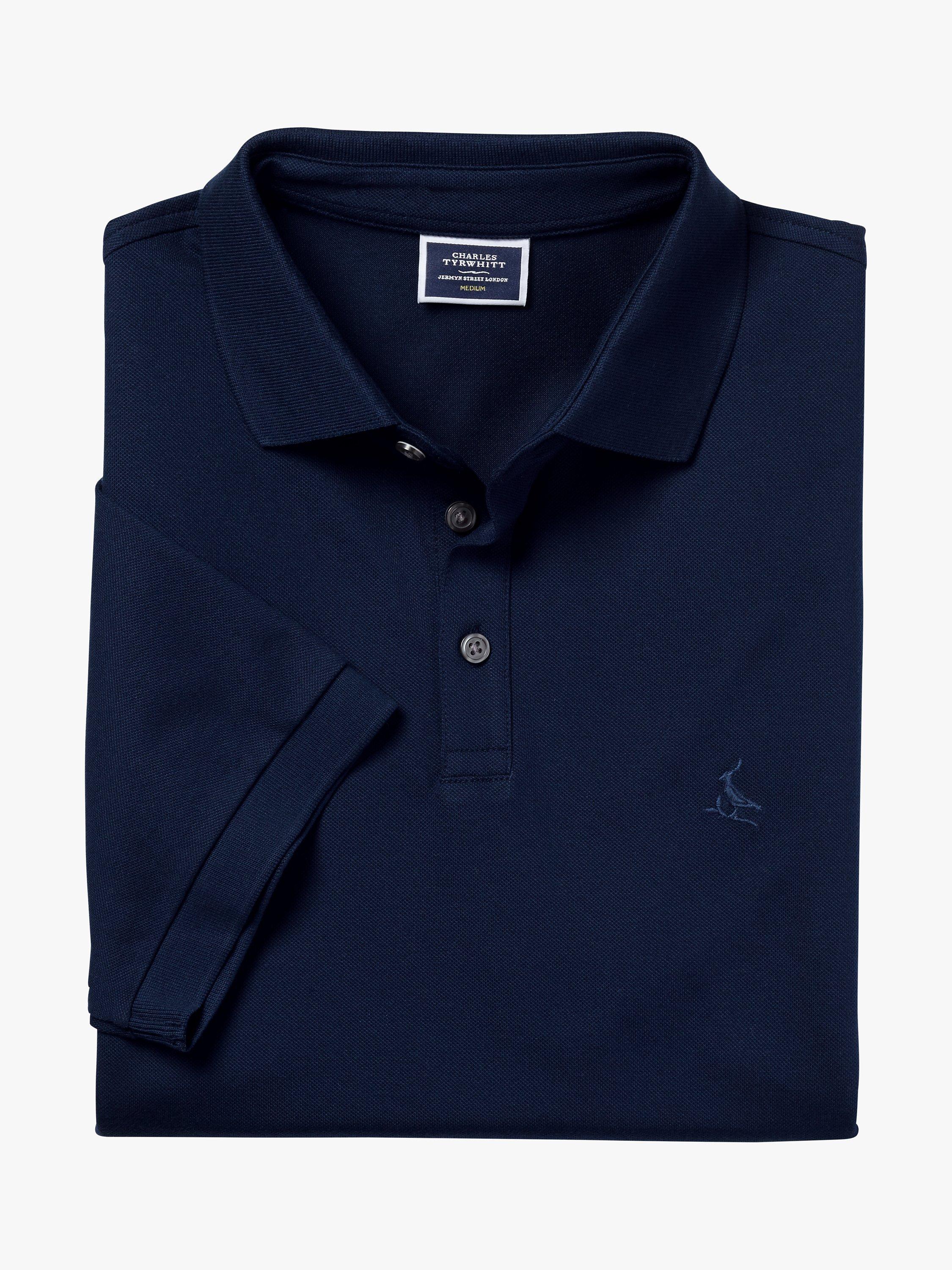Product image 3 of 6, which shows Charles Tyrwhitt Pique Polo Shirt, Navy Blue, S