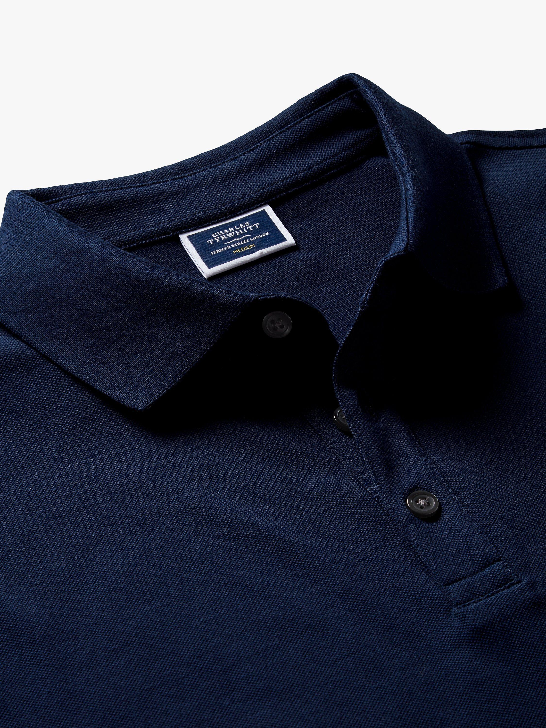 Product image 5 of 6, which shows Charles Tyrwhitt Pique Polo Shirt, Navy Blue, S