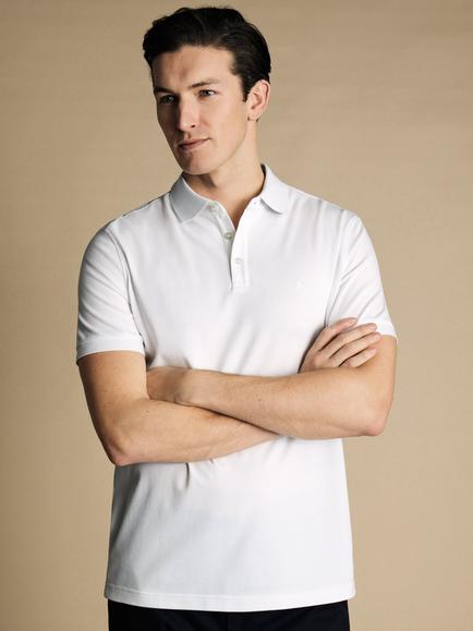 Charles Tyrwhitt Short Sleeve Pique Polo Shirt, White