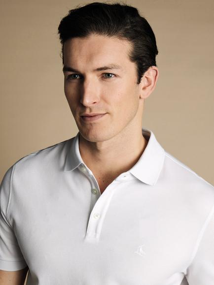 Charles Tyrwhitt Short Sleeve Pique Polo Shirt - view 2, White