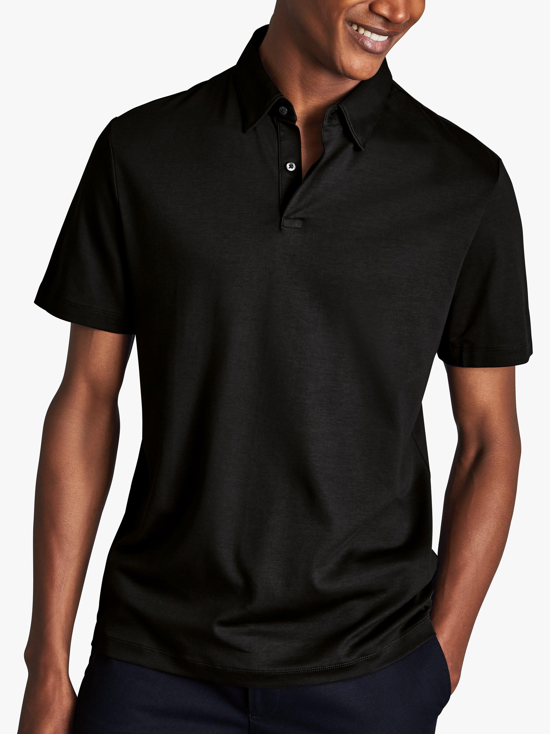 Charles Tyrwhitt Smart Jersey Short Sleeve Polo, Black, S