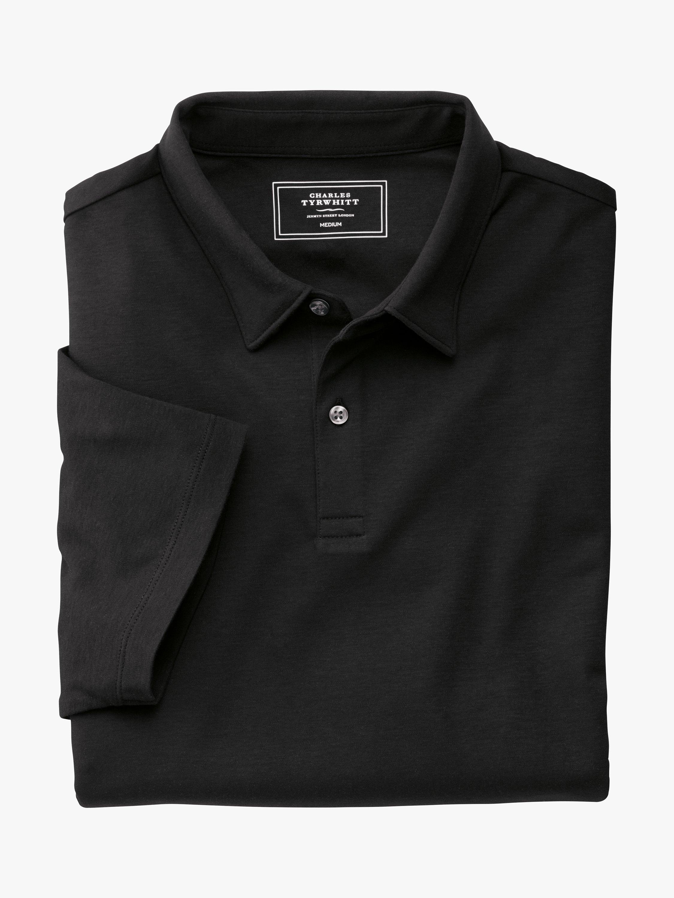 Charles Tyrwhitt Smart Jersey Short Sleeve Polo, Black, S