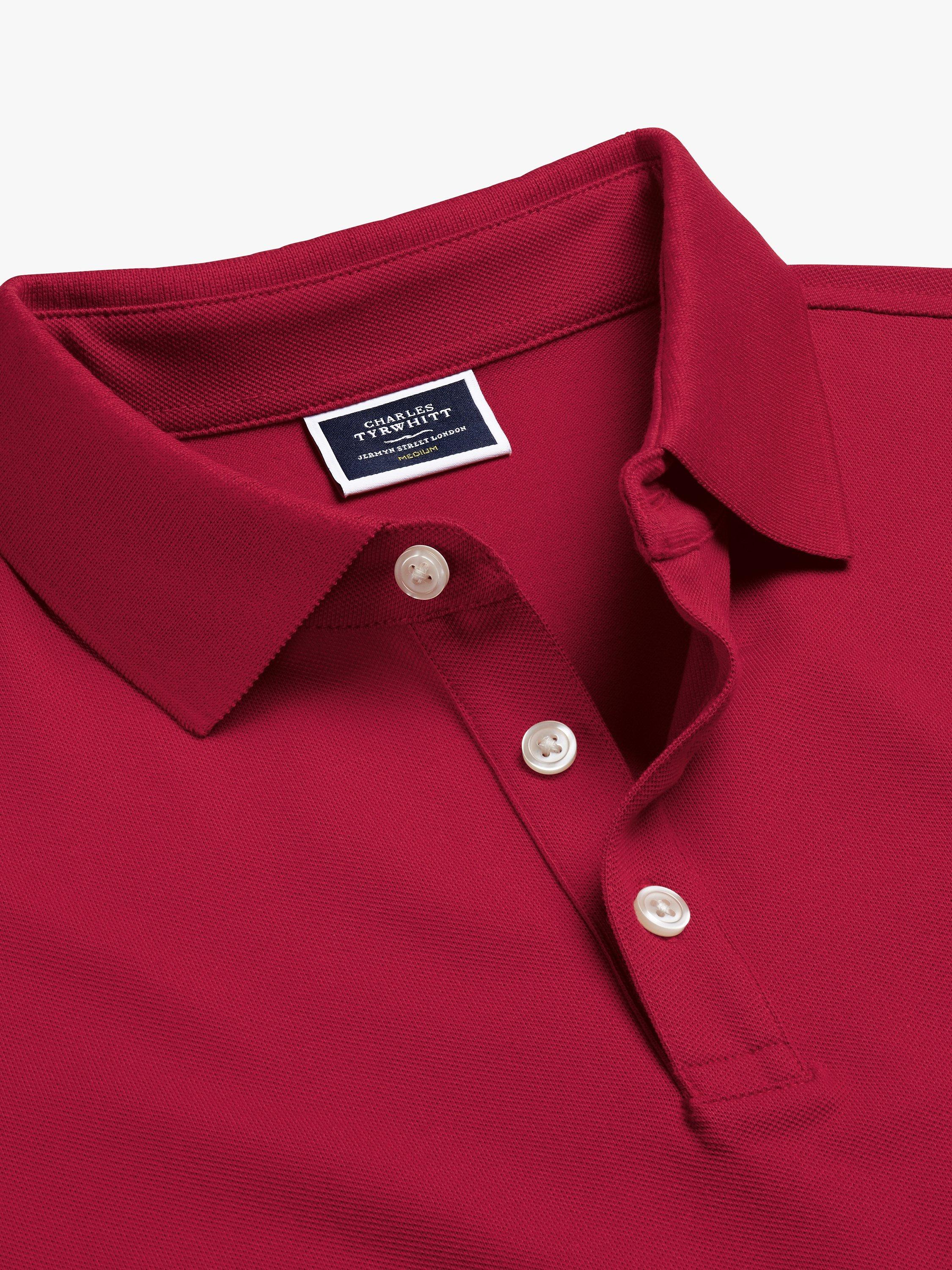 Product image 4 of 5, which shows Charles Tyrwhitt Pique Polo Shirt, Red, L