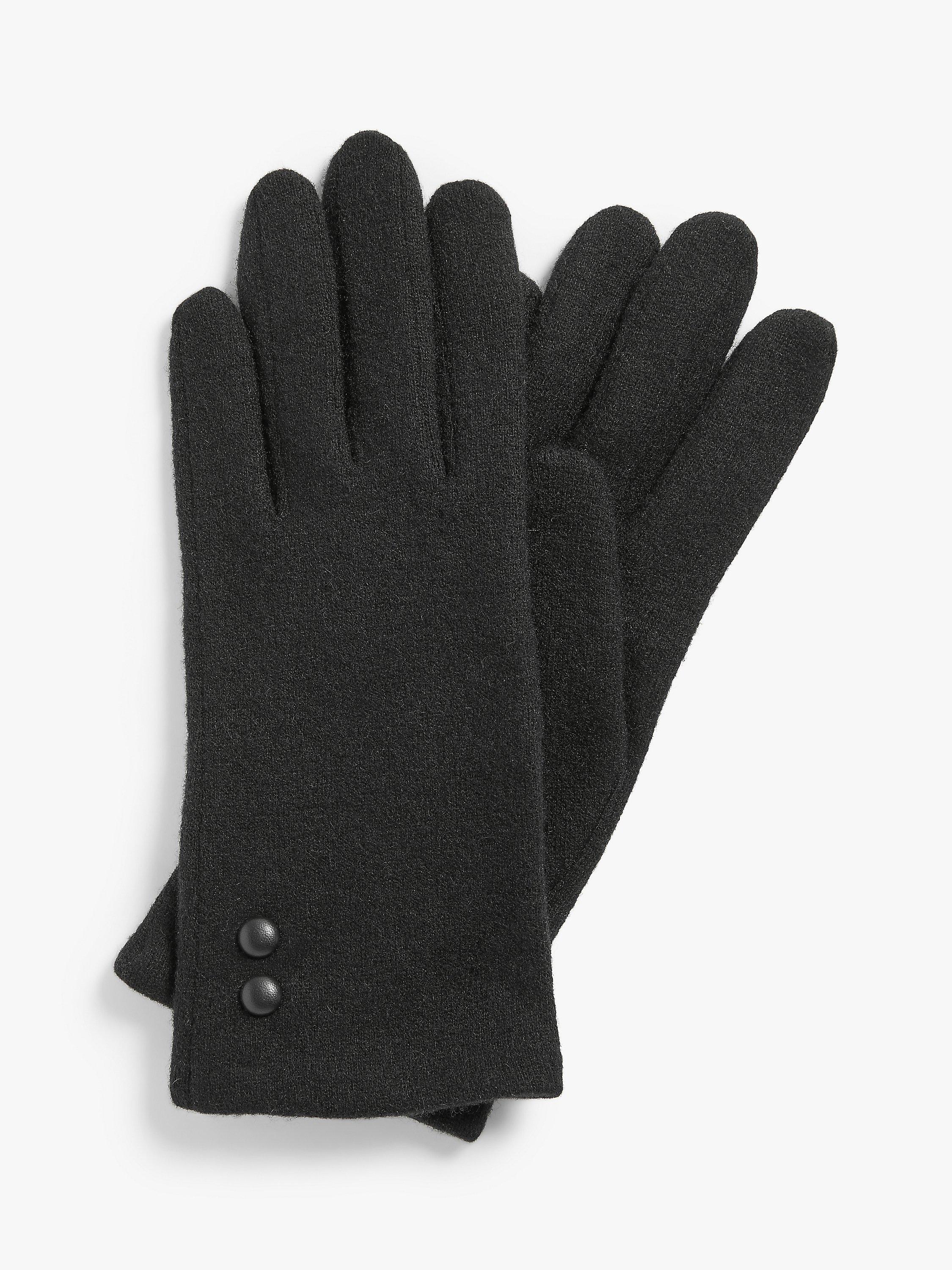 John Lewis Button Trim Wool Mix Gloves, Black, S-M