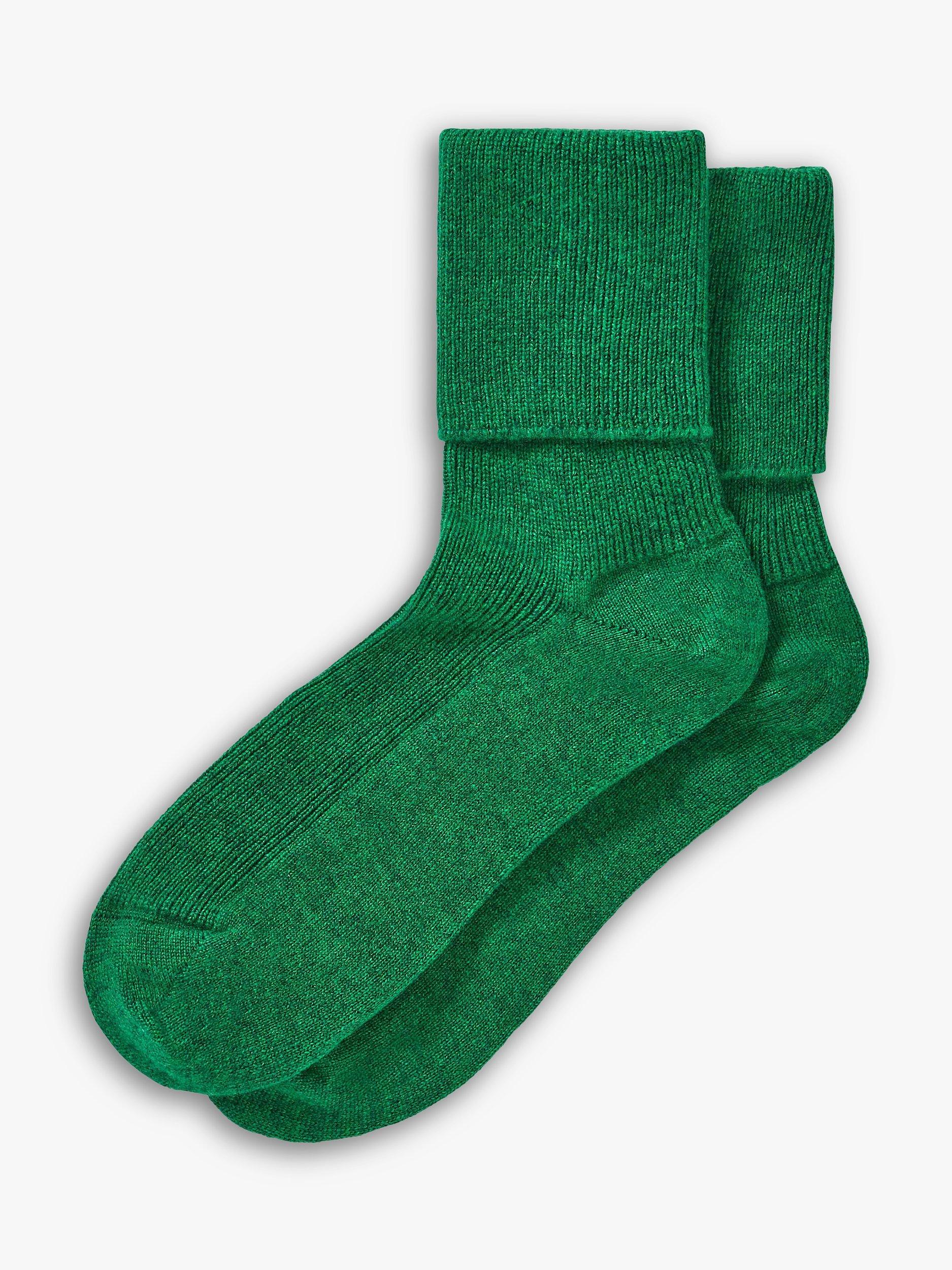 Brora Cashmere Blend Socks, Emerald, 4-5