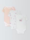John Lewis Baby Cotton Sheep/Stripe Short Sleeve Bodysuits, Pack of 3, Pink