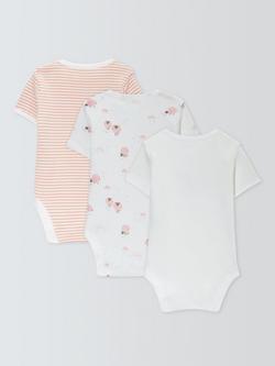 John Lewis Baby Cotton Sheep/Stripe Short Sleeve Bodysuits, Pack of 3 - view 2, Pink