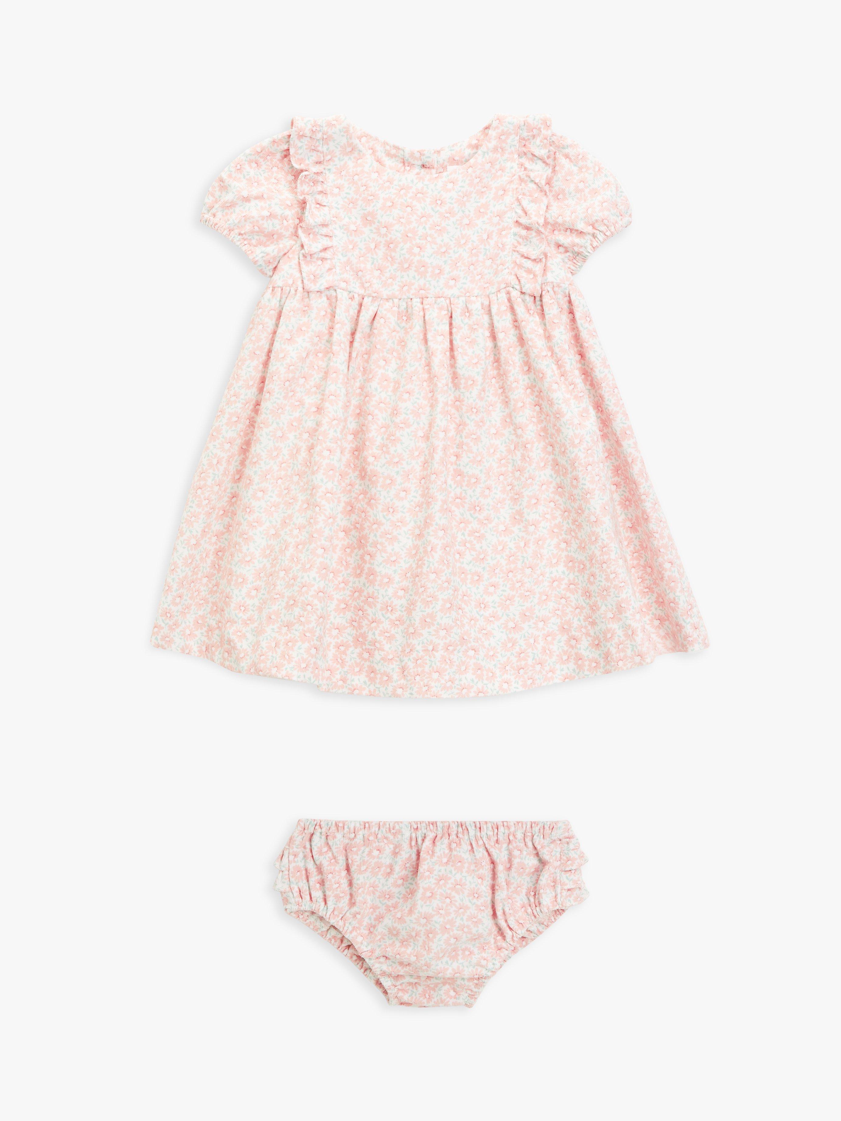 John Lewis Baby Blooming Florals Cord Dress & Bloomers Set, Pink