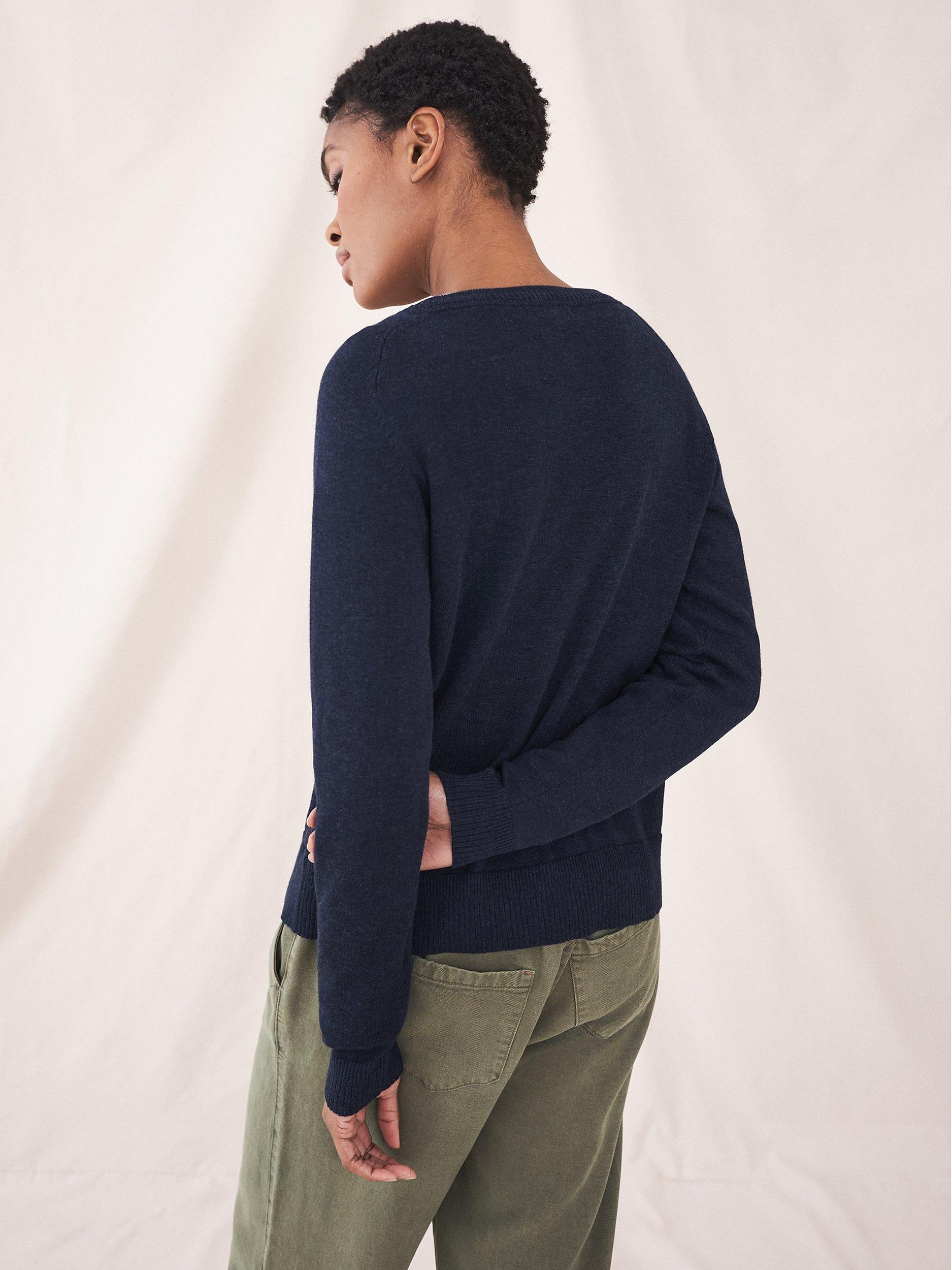 Product image 3 of 6, which shows White Stuff Lulu Crew Neck Organic Cotton Cardigan, French Navy, 6