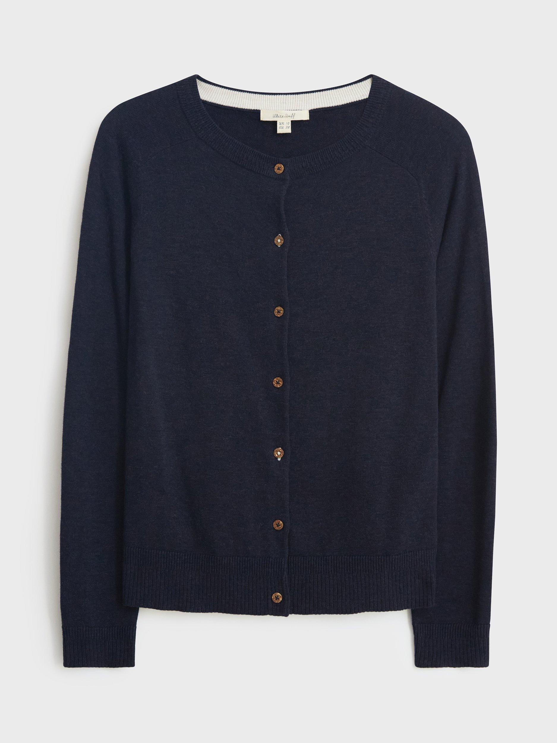 Product image 4 of 6, which shows White Stuff Lulu Crew Neck Organic Cotton Cardigan, French Navy, 6