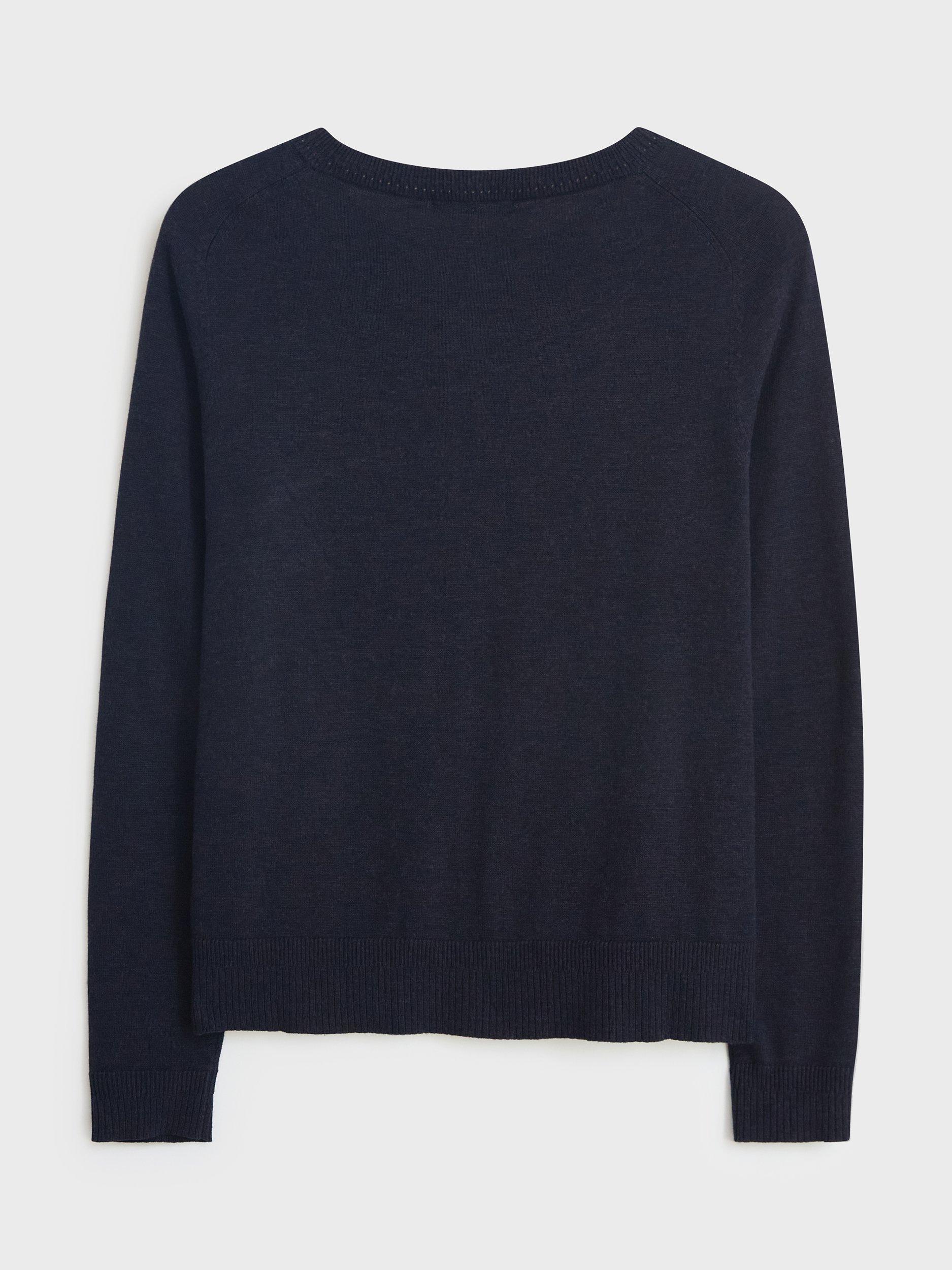 Product image 6 of 6, which shows White Stuff Lulu Crew Neck Organic Cotton Cardigan, French Navy, 6