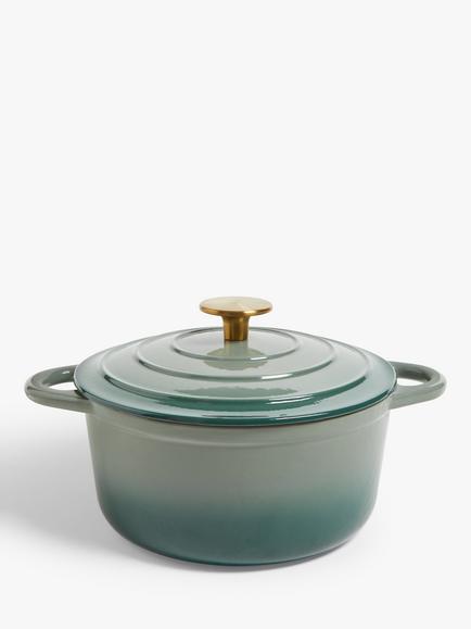 John Lewis Cast Iron Round Casserole, Green