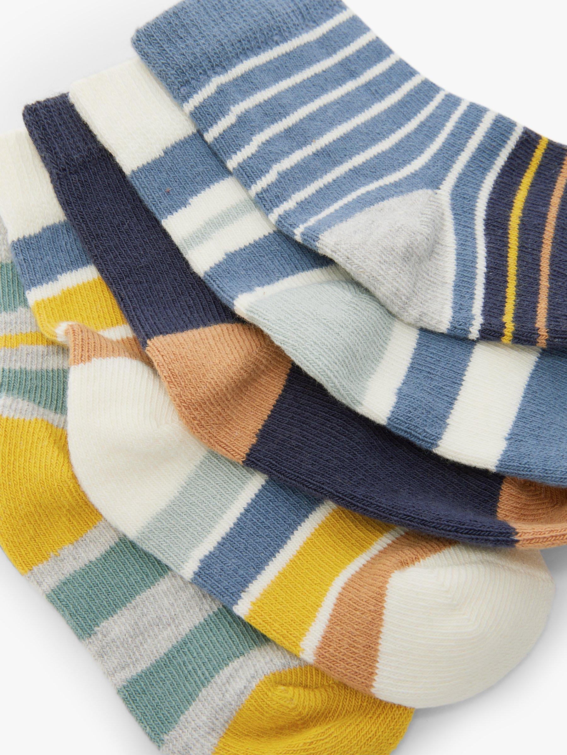 John Lewis Baby Organic Cotton Rich Stripe Socks, Pack of 5, Multi, 0-3 months