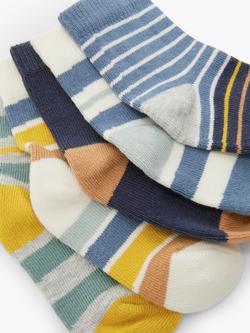 John Lewis Baby Organic Cotton Rich Stripe Socks, Pack of 5, Multi - view 2, Multi