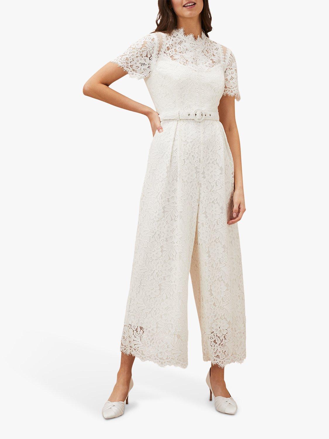 Phase Eight Amaliah Lace Jumpsuit, Ivory