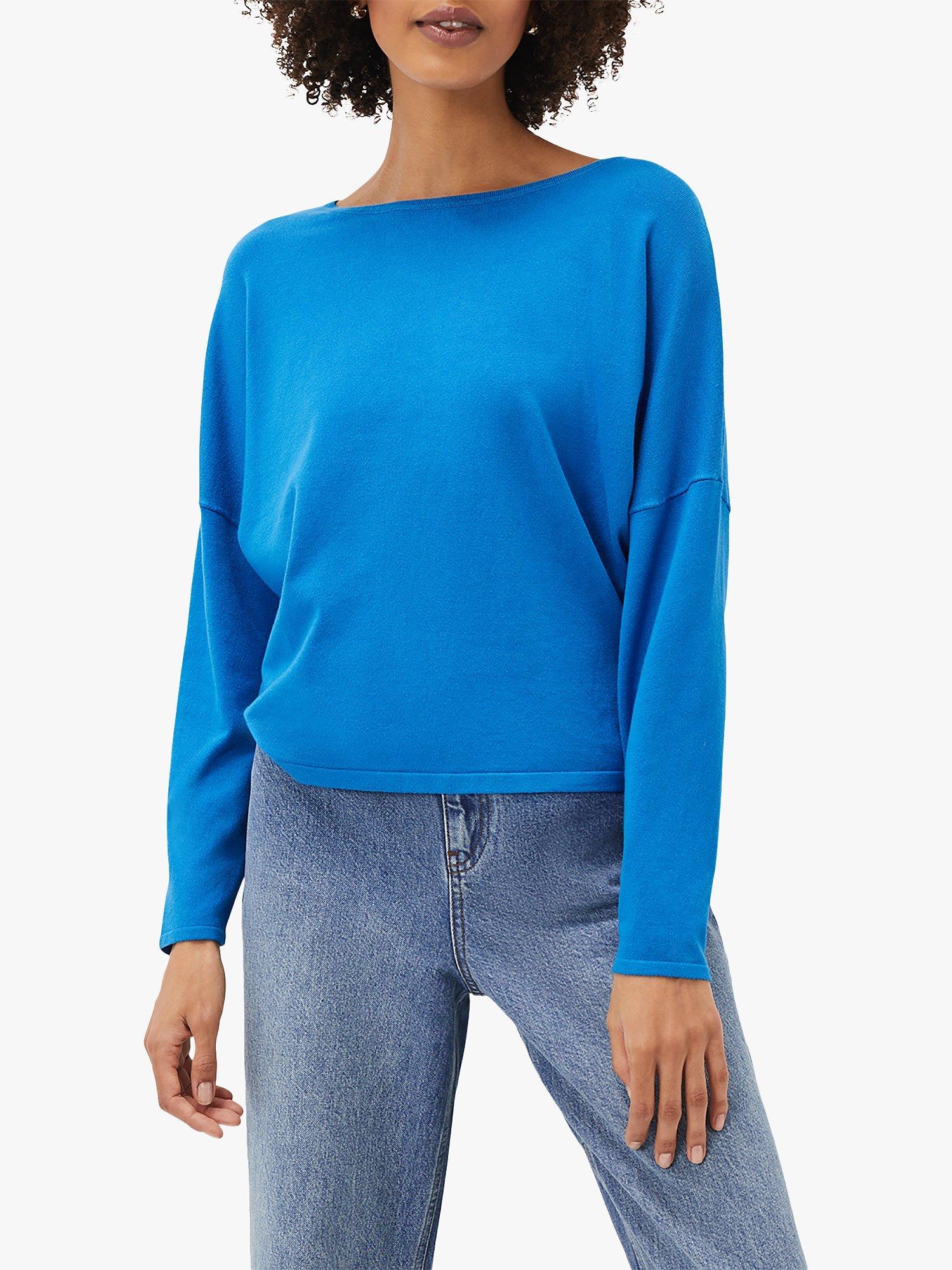 Phase Eight Olivian Drop Shoulder Jersey Top, Bright Blue, M