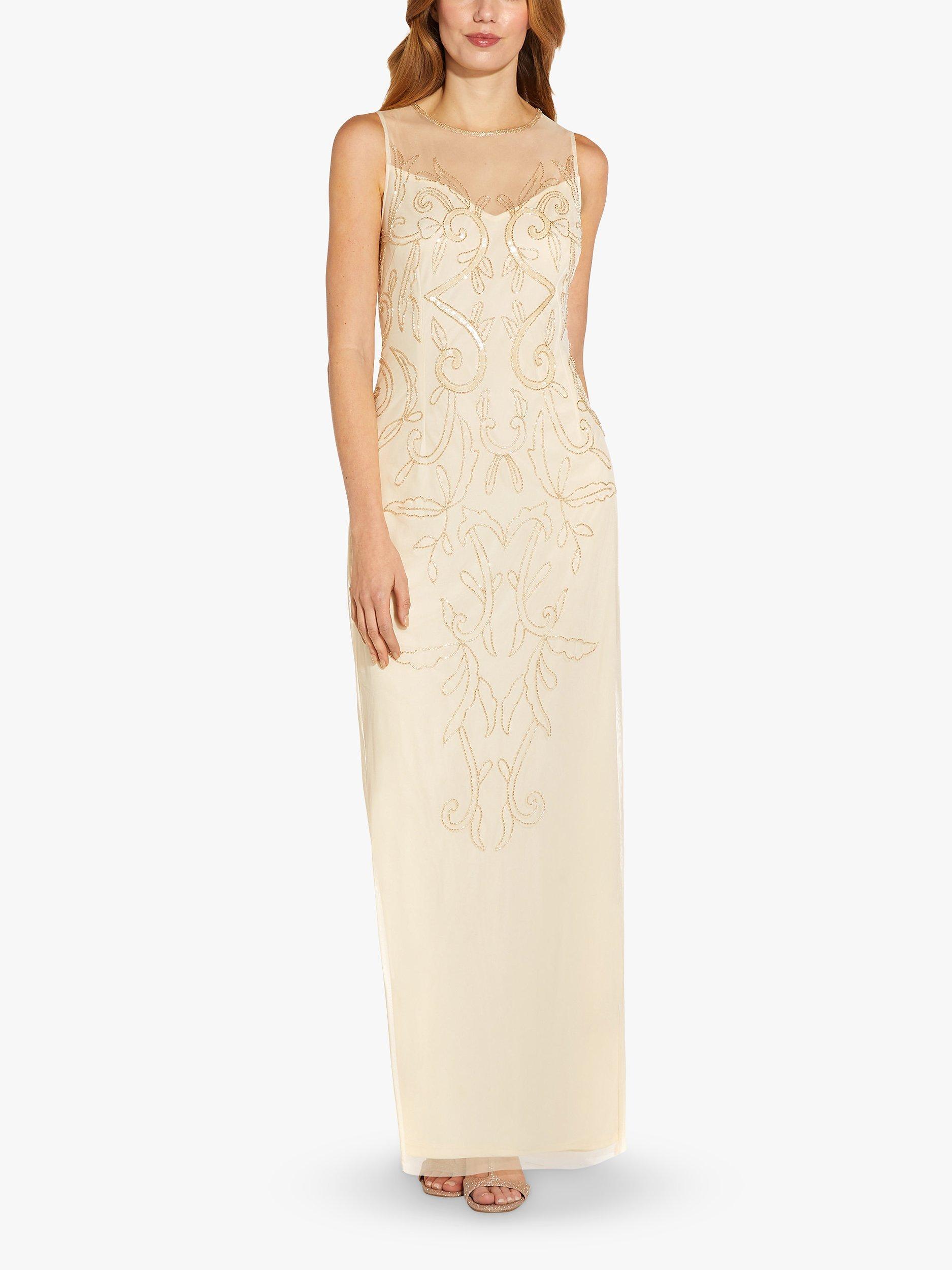Papell Studio Beaded Illusion Maxi Dress, Soft Silk