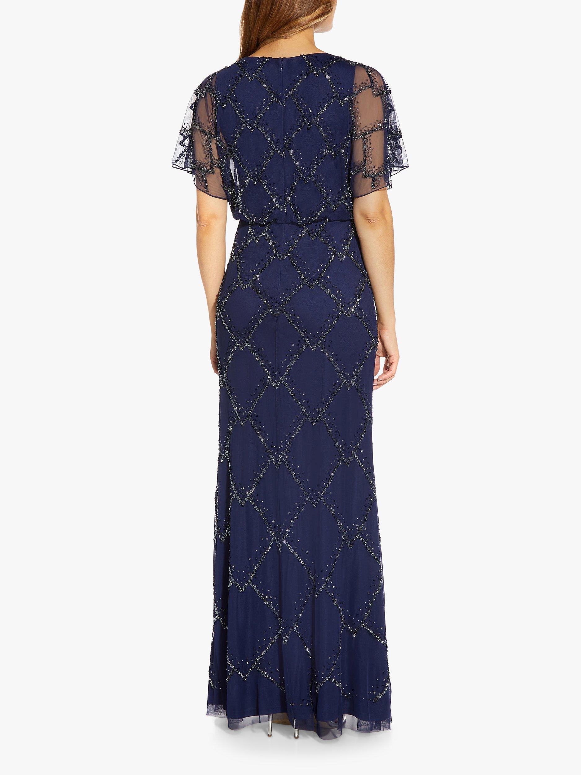 Product image 2 of 4, which shows Adrianna Papell Beaded Blouson Dress, Navy, 6