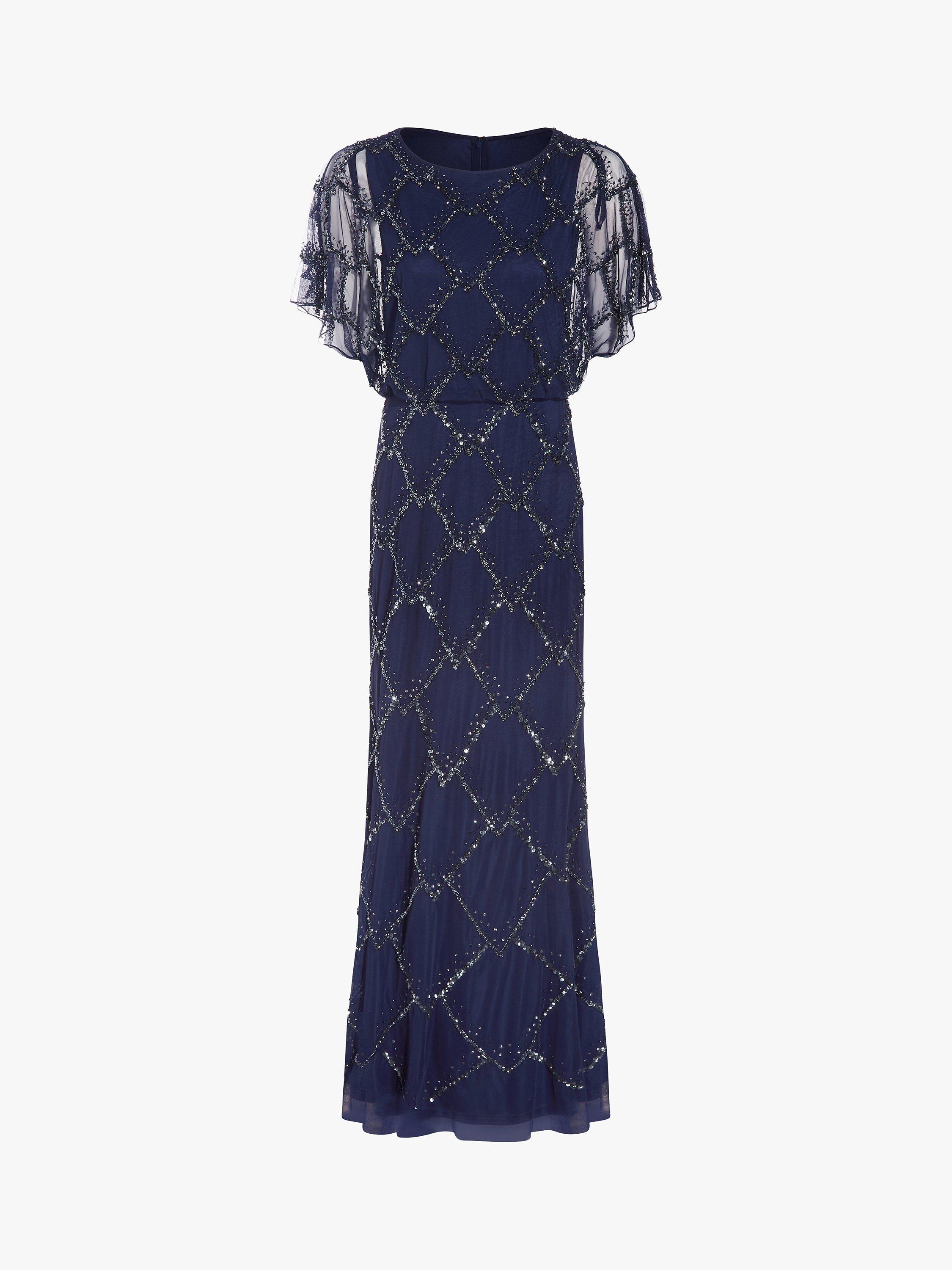 Adrianna Papell Beaded Blouson Dress Navy
