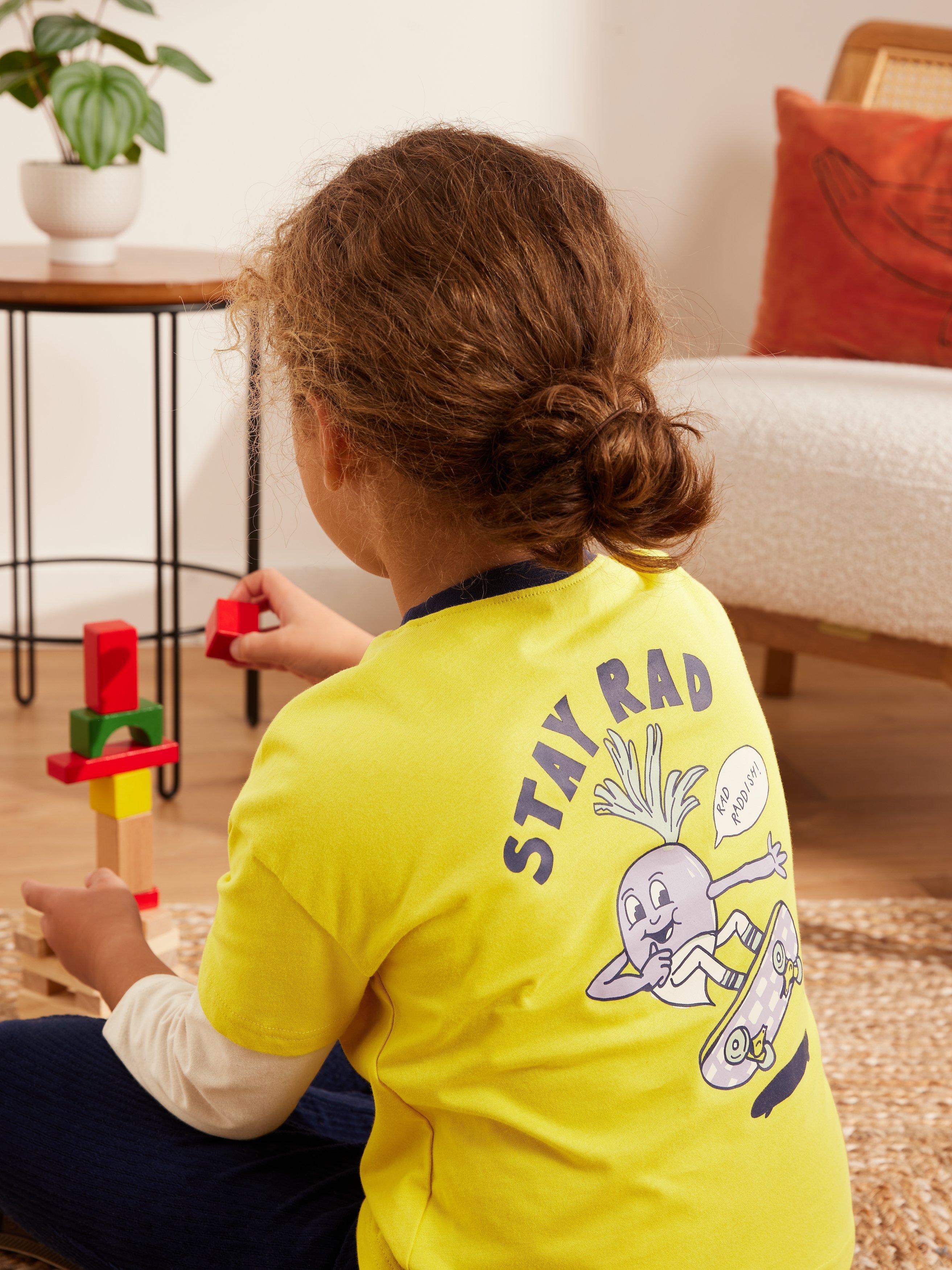 John Lewis ANYDAY Stay Radical Mock Sleeve Jersey Top, Yellow