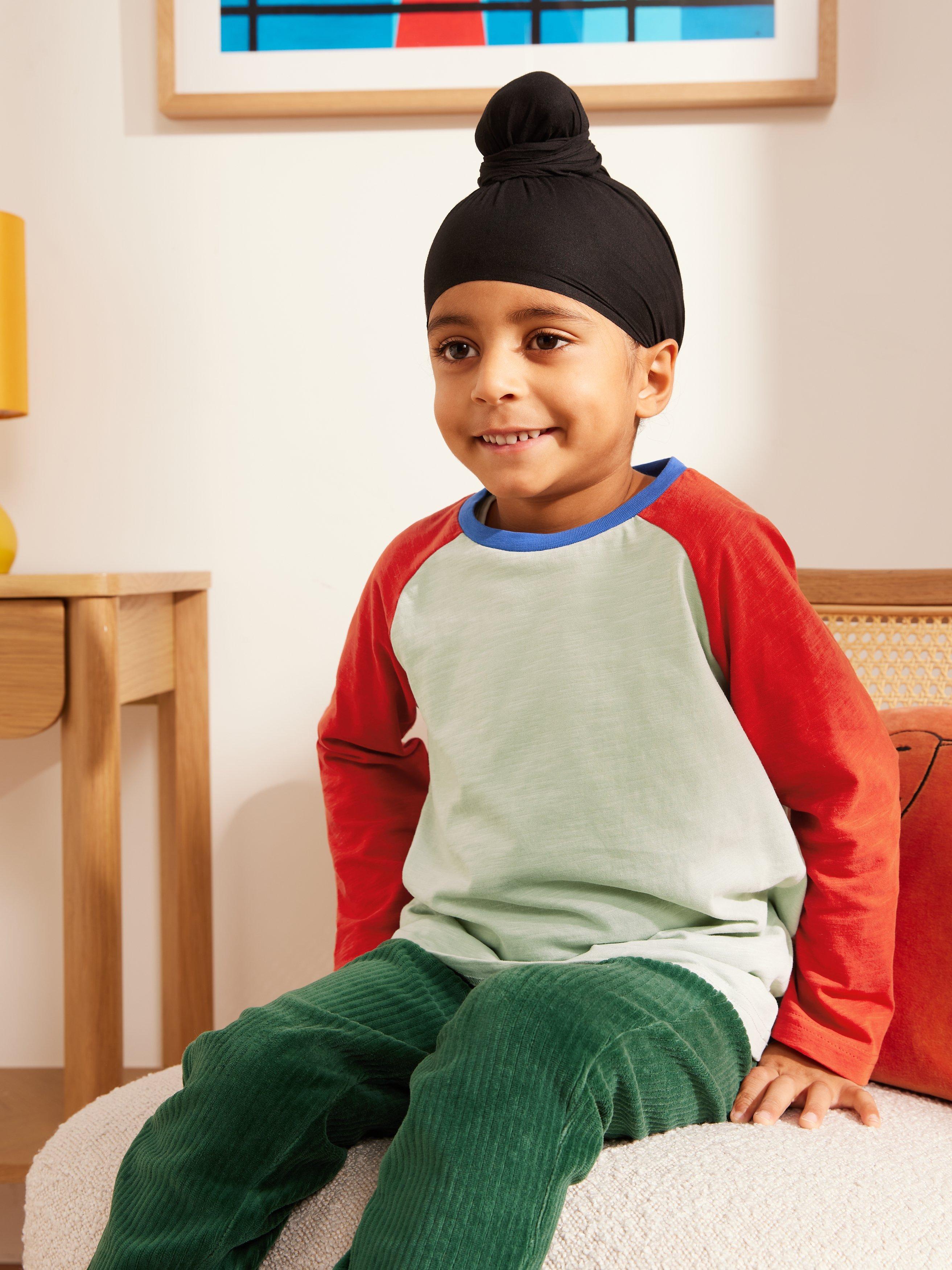 John Lewis ANYDAY Kids' Colourblock Raglan Sleeve Top, Green/Red
