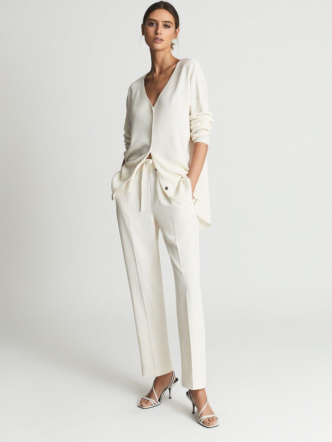 Reiss Hailey Cropped Trousers, Cream