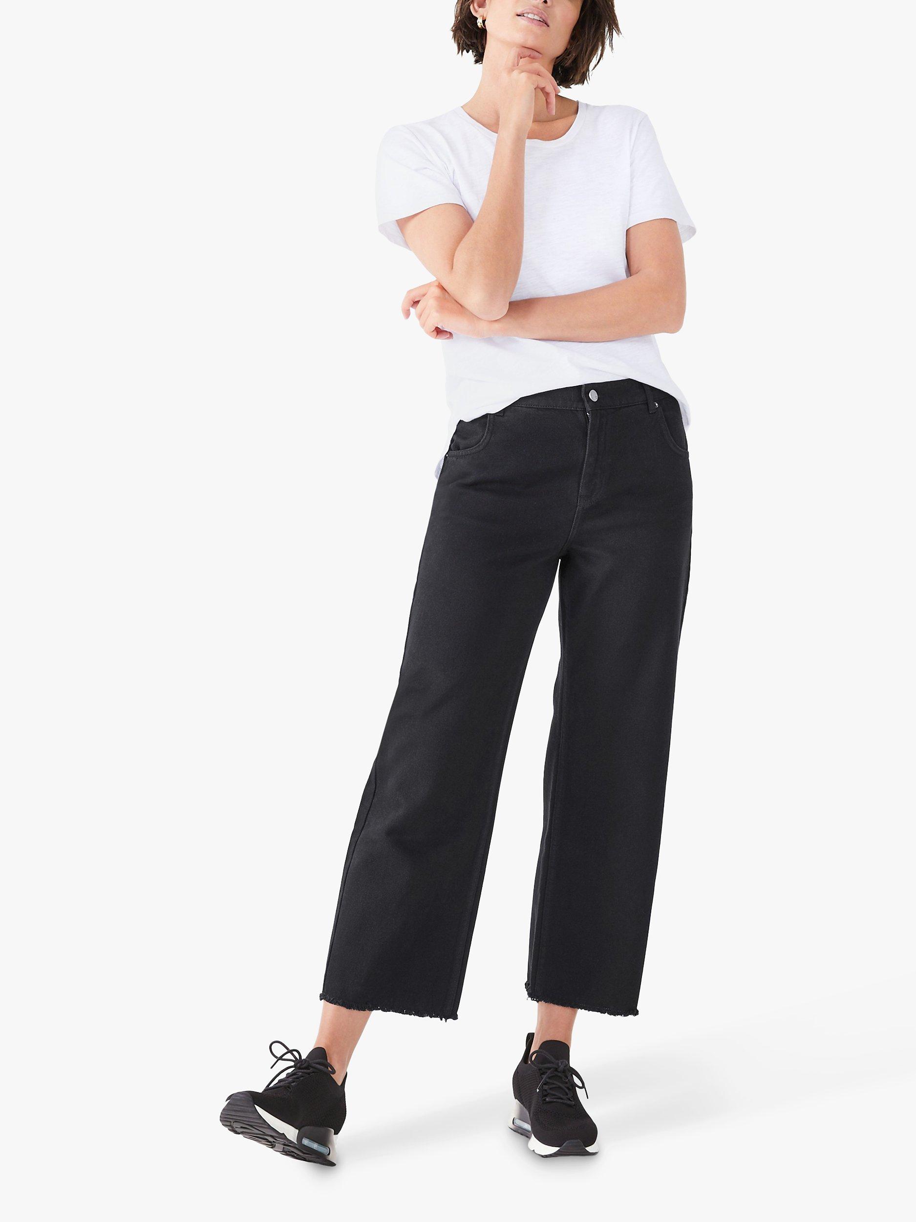 HUSH Rey Elasticated Barrel Cropped Jeans, Washed Black
