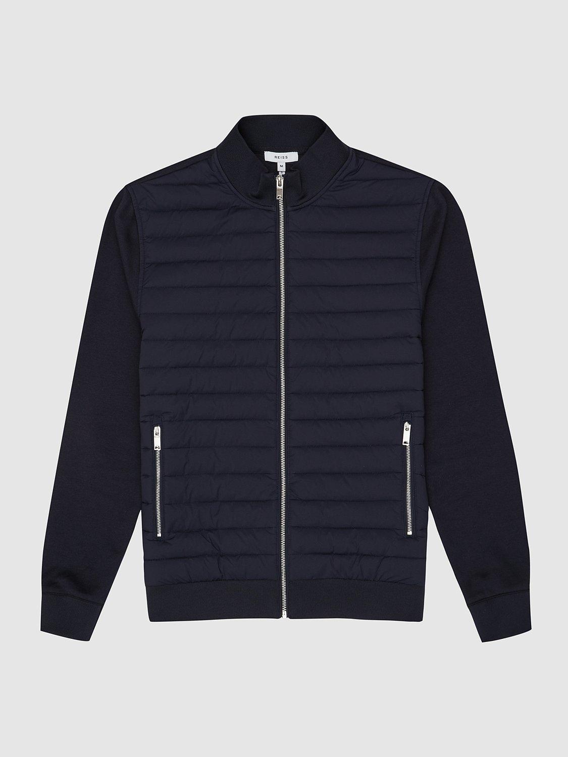 Product image 3 of 5, which shows Reiss Flintoff Quilted Jacket, Navy Blue, L