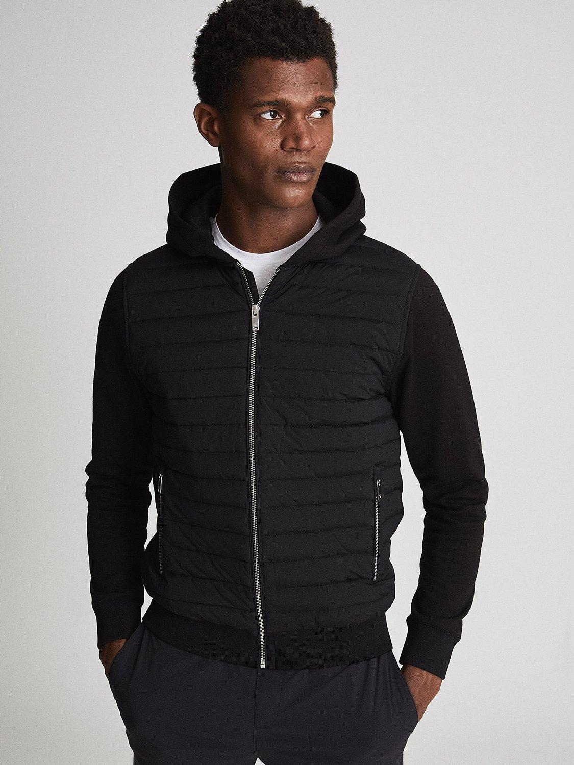 Reiss Taylor Hybrid Zip Quilted Hooded Jacket